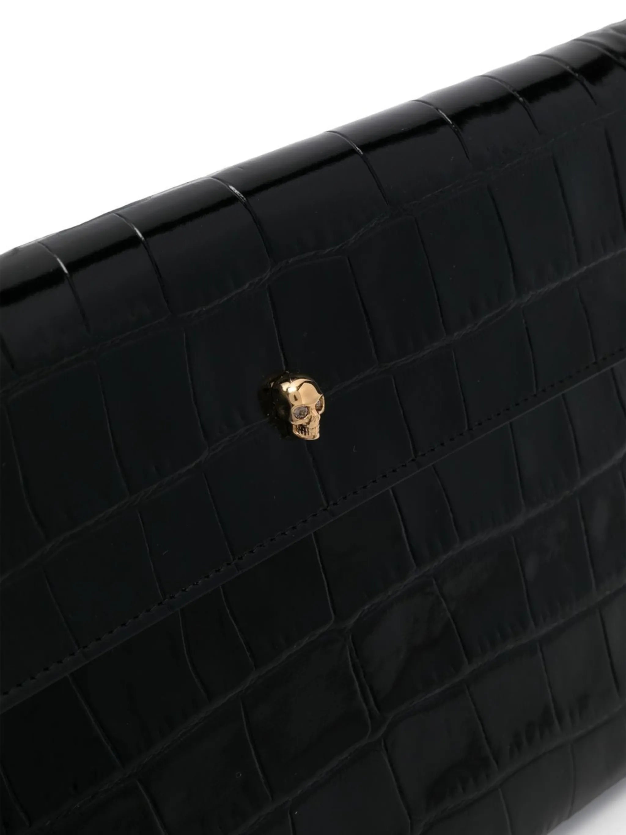 croc effect envelope clutch bag