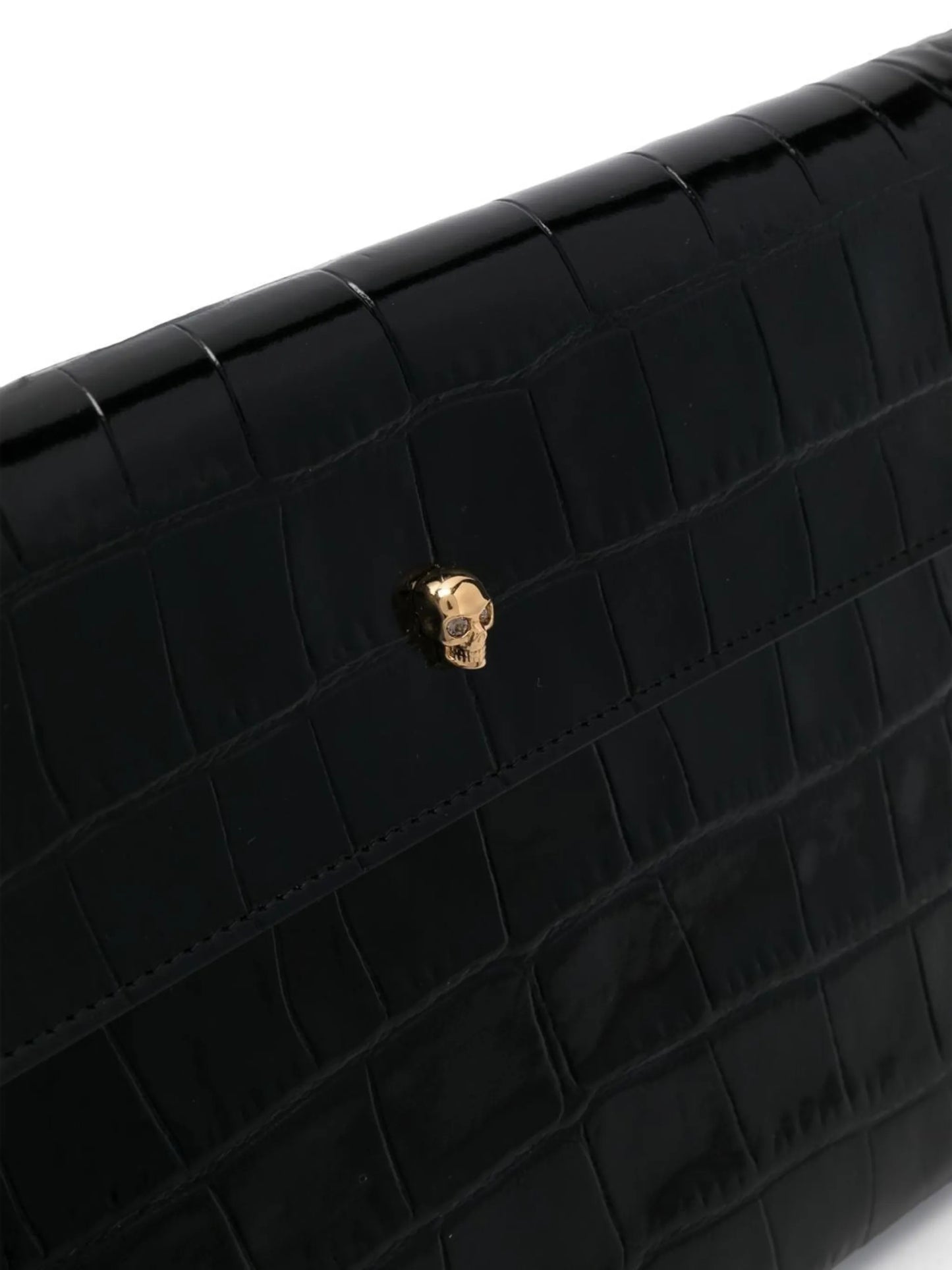 croc effect envelope clutch bag