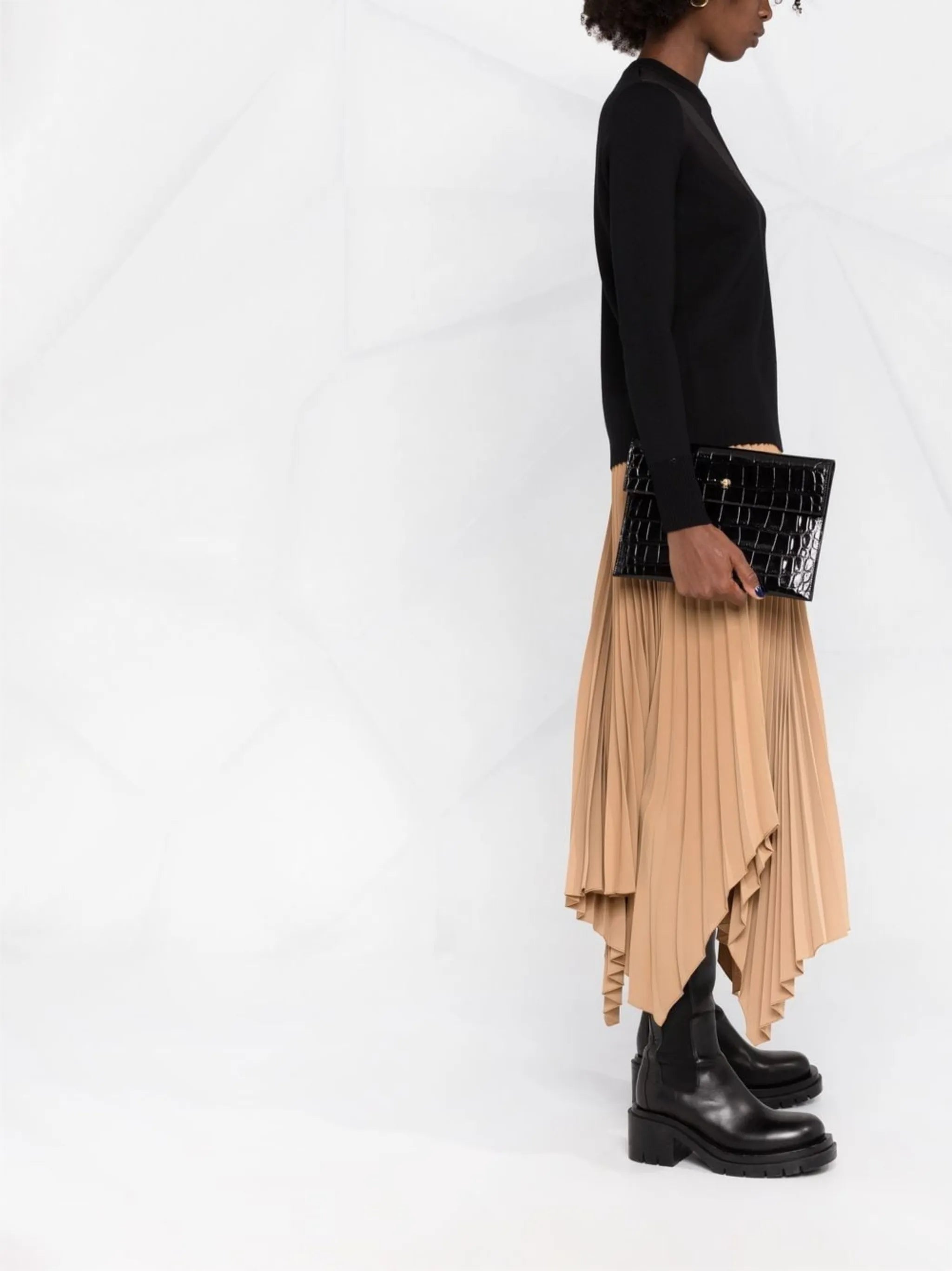 croc effect envelope clutch bag