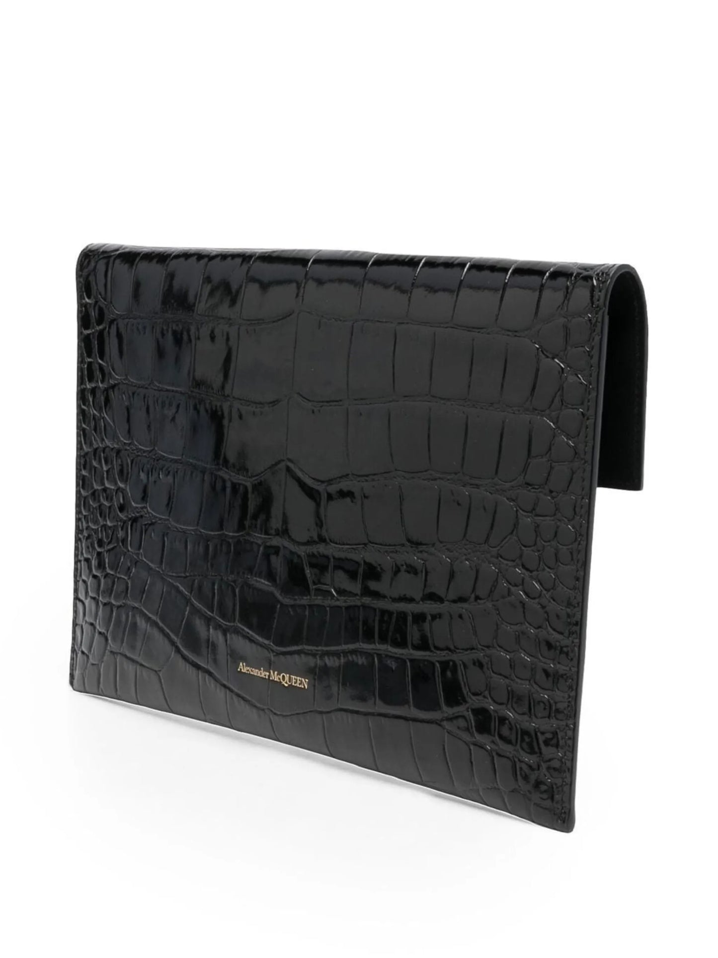 croc effect envelope clutch bag