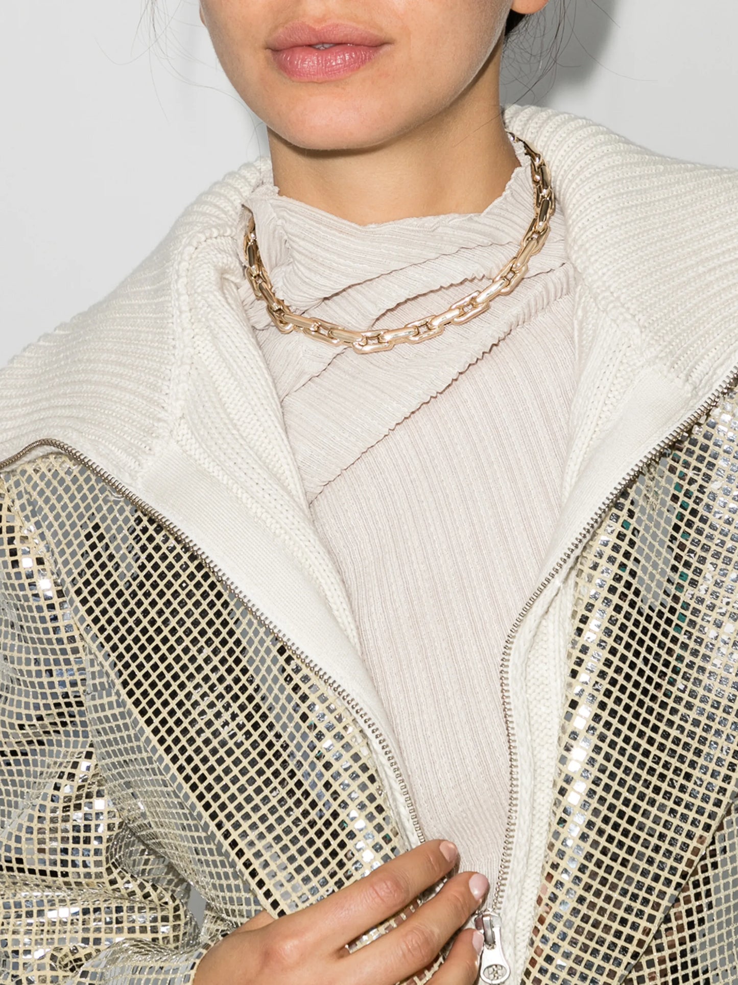 14kt yellow gold medium square link chain necklace