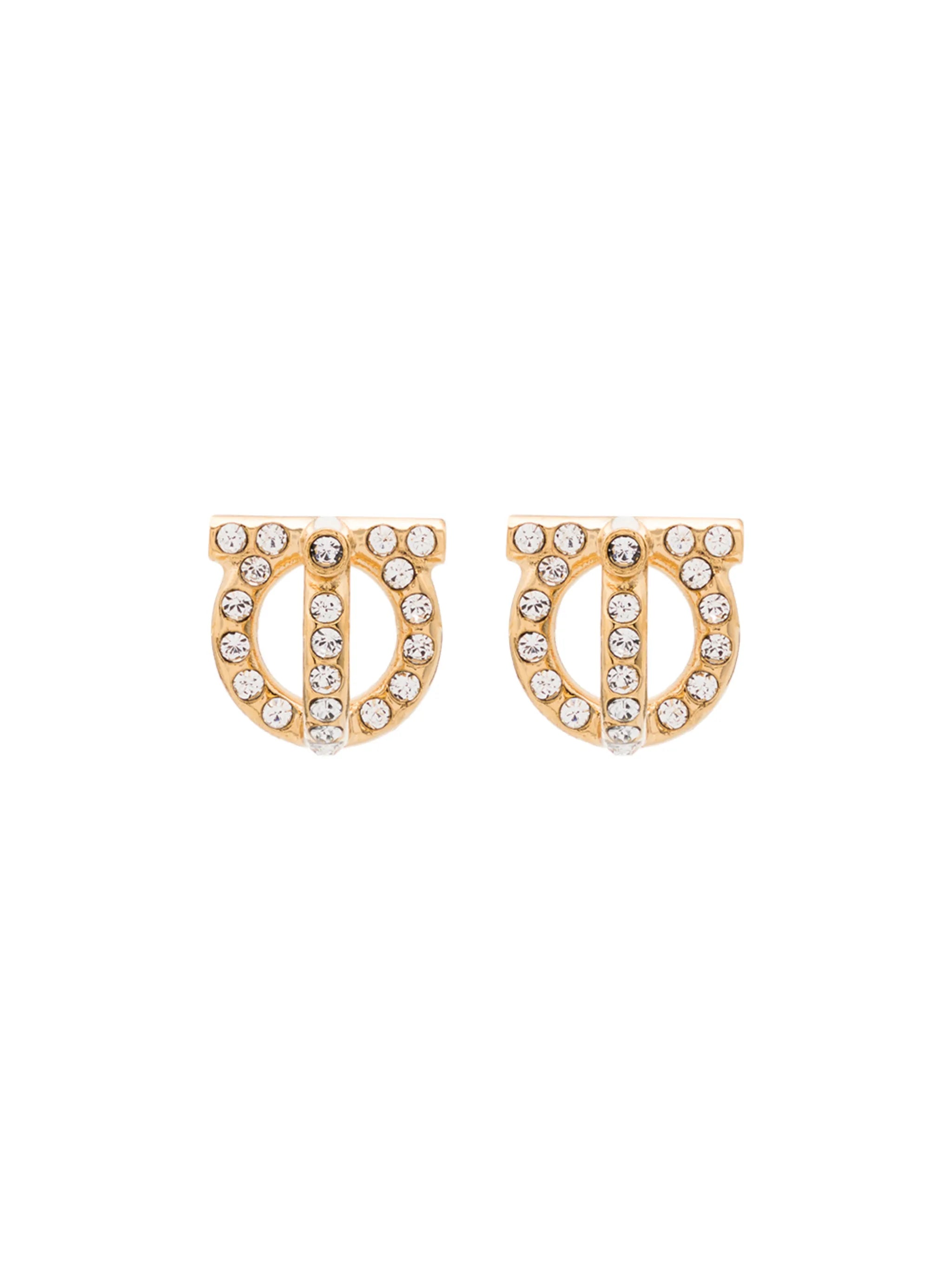 Gancini gold-tone crystal earrings