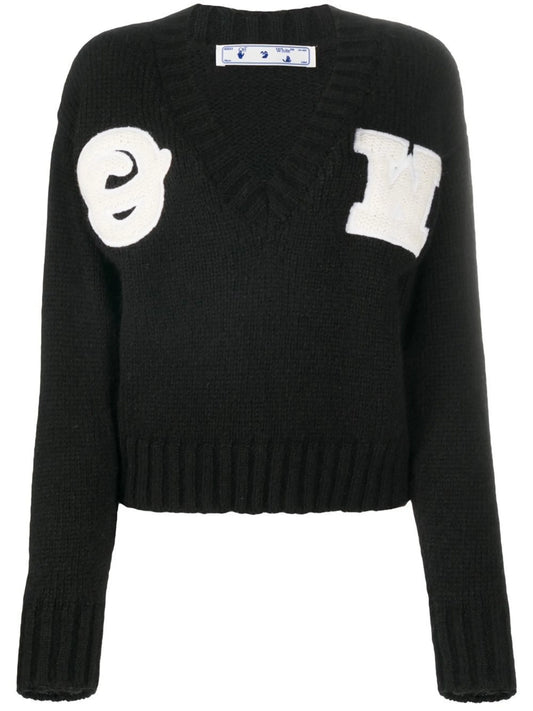 appliqued alpaca and wool-blend jumper