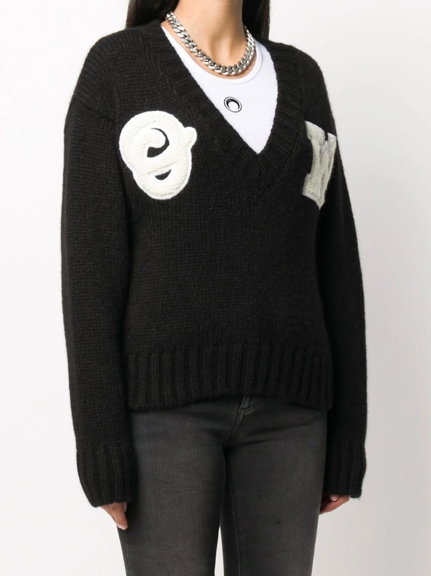 appliqued alpaca and wool-blend jumper