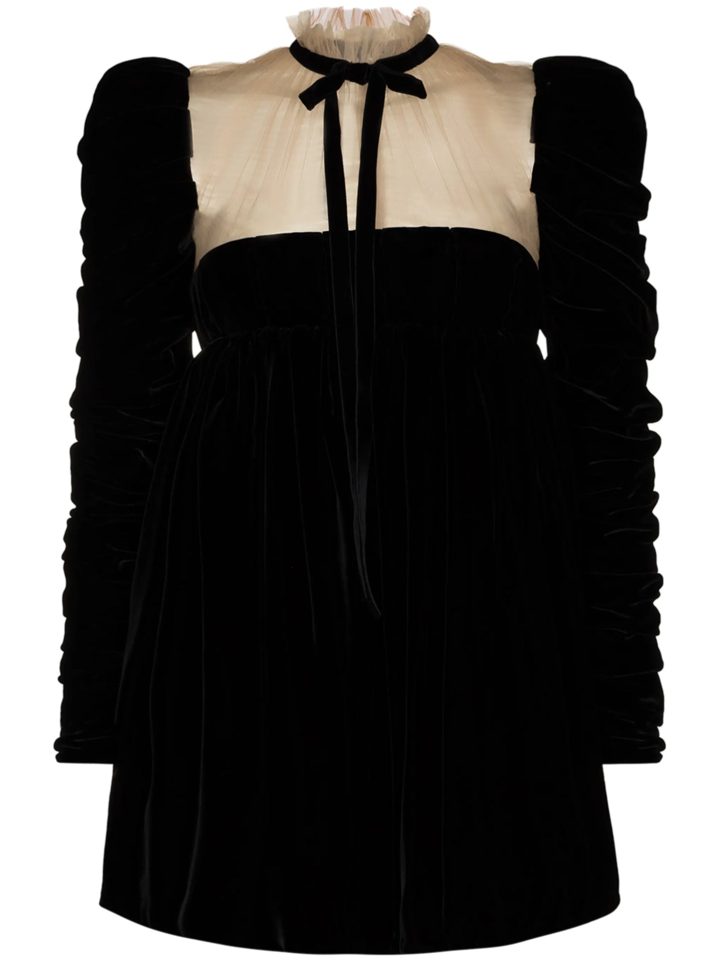 Ann sheer-panel velvet mini dress