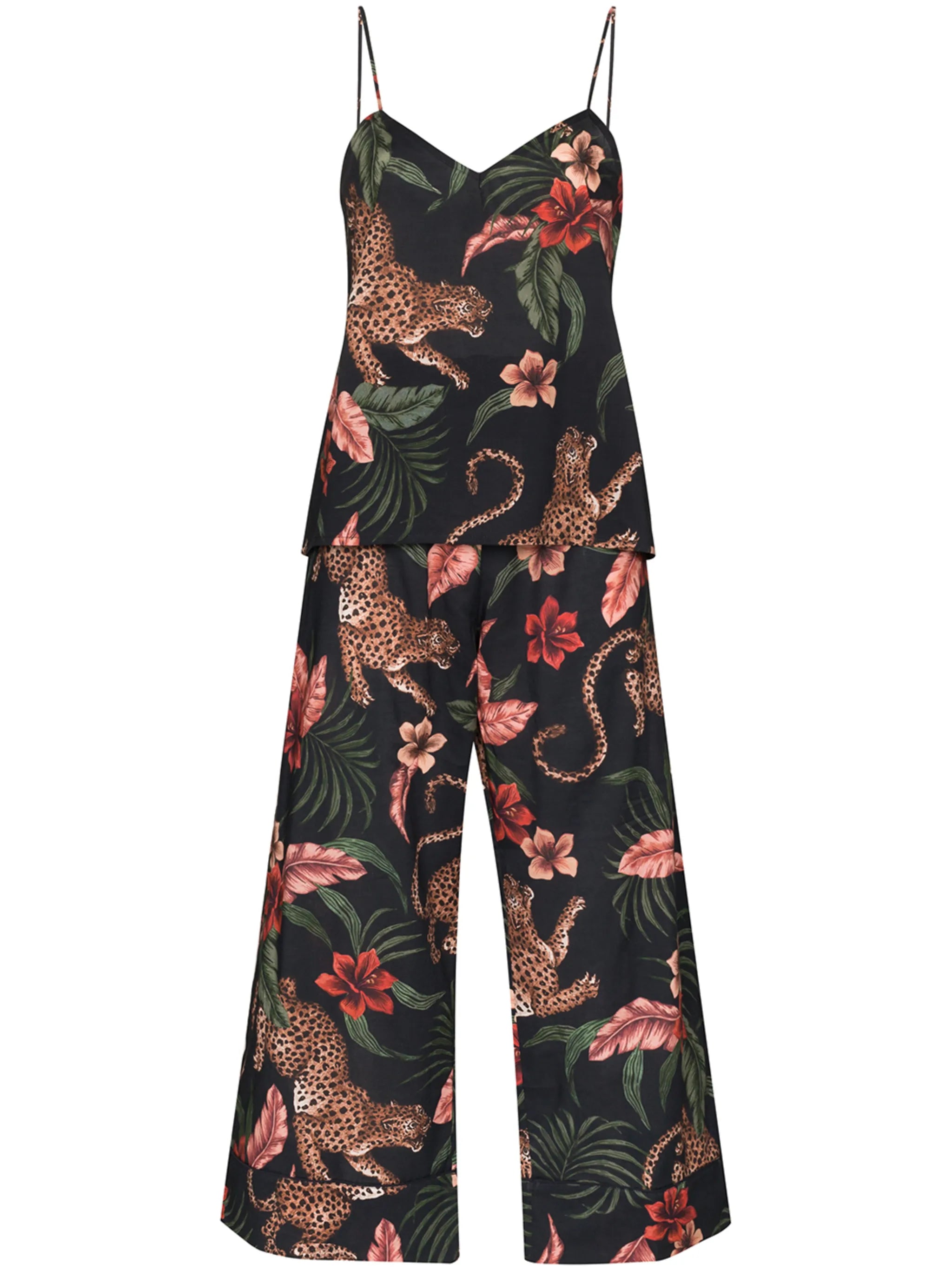 Soleia-print linen pajama set