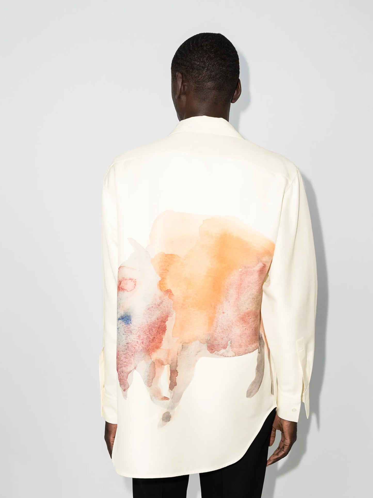 watercolour bison print shirt