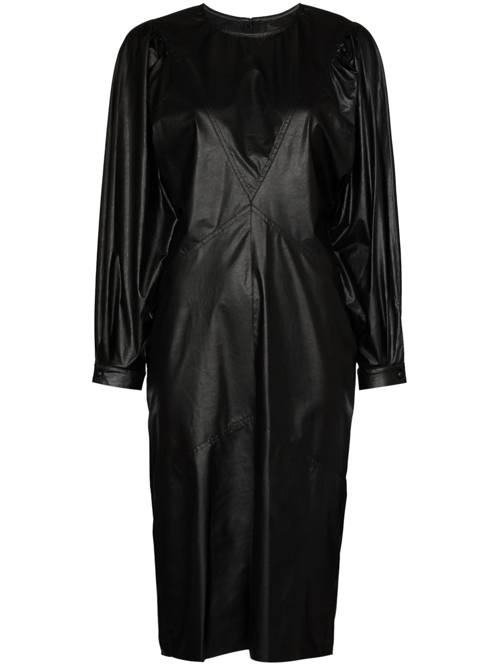 puff-sleeve midi dress