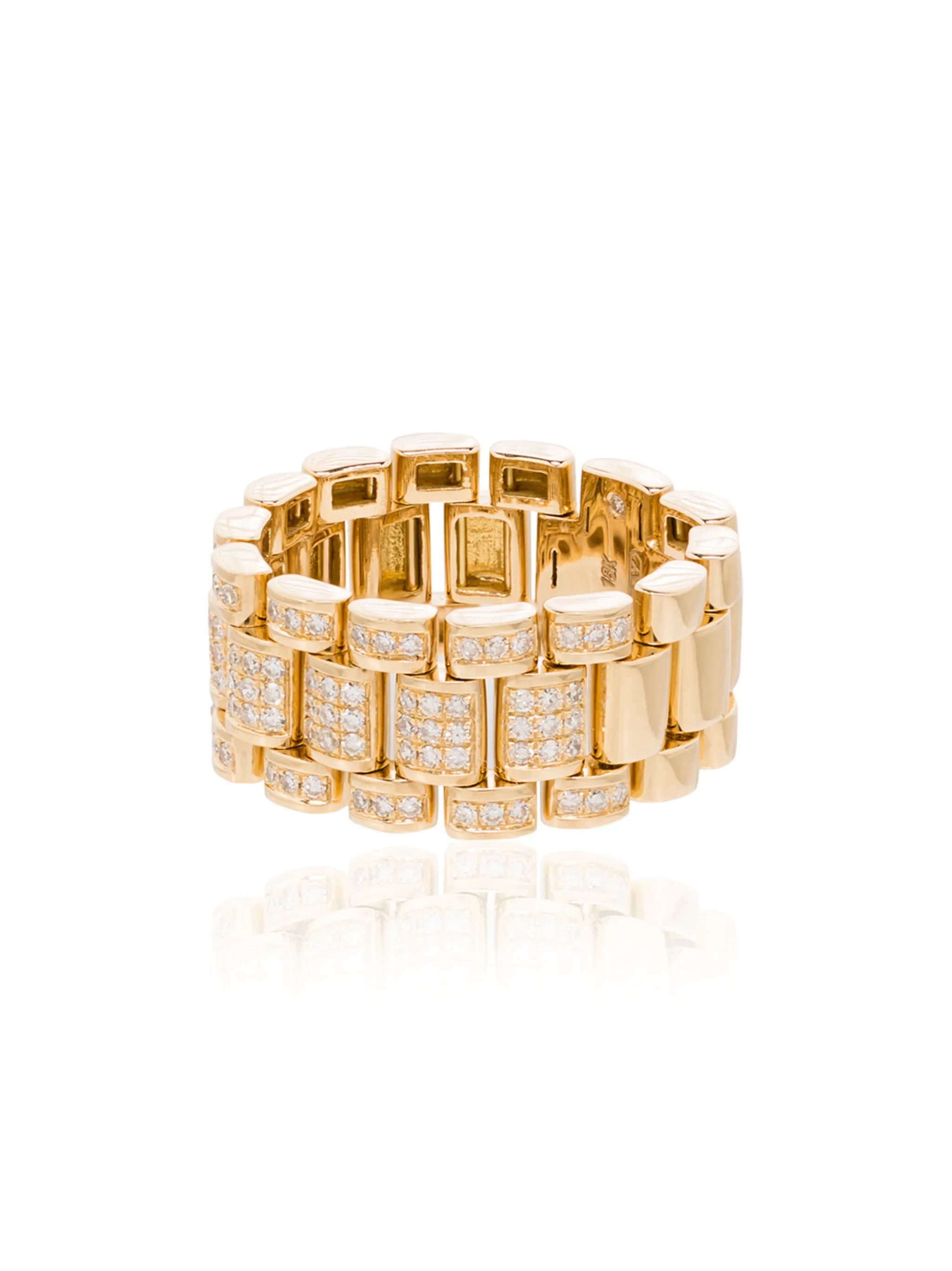 18kt yellow gold diamond Rail Link ring