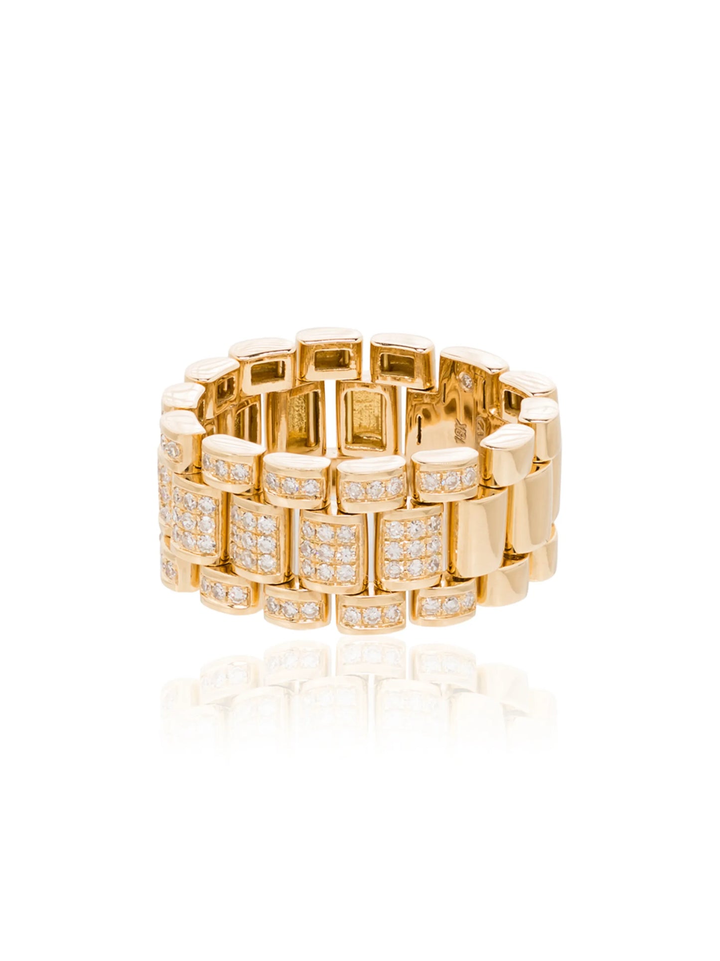 18kt yellow gold diamond Rail Link ring