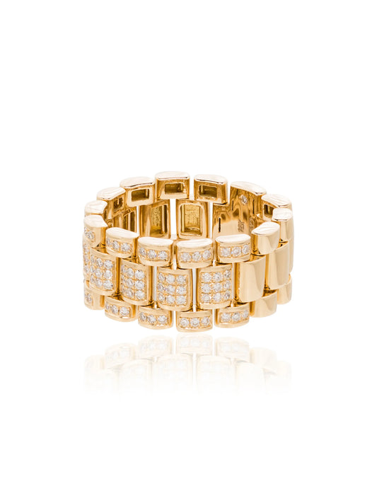18kt yellow gold diamond Rail Link ring