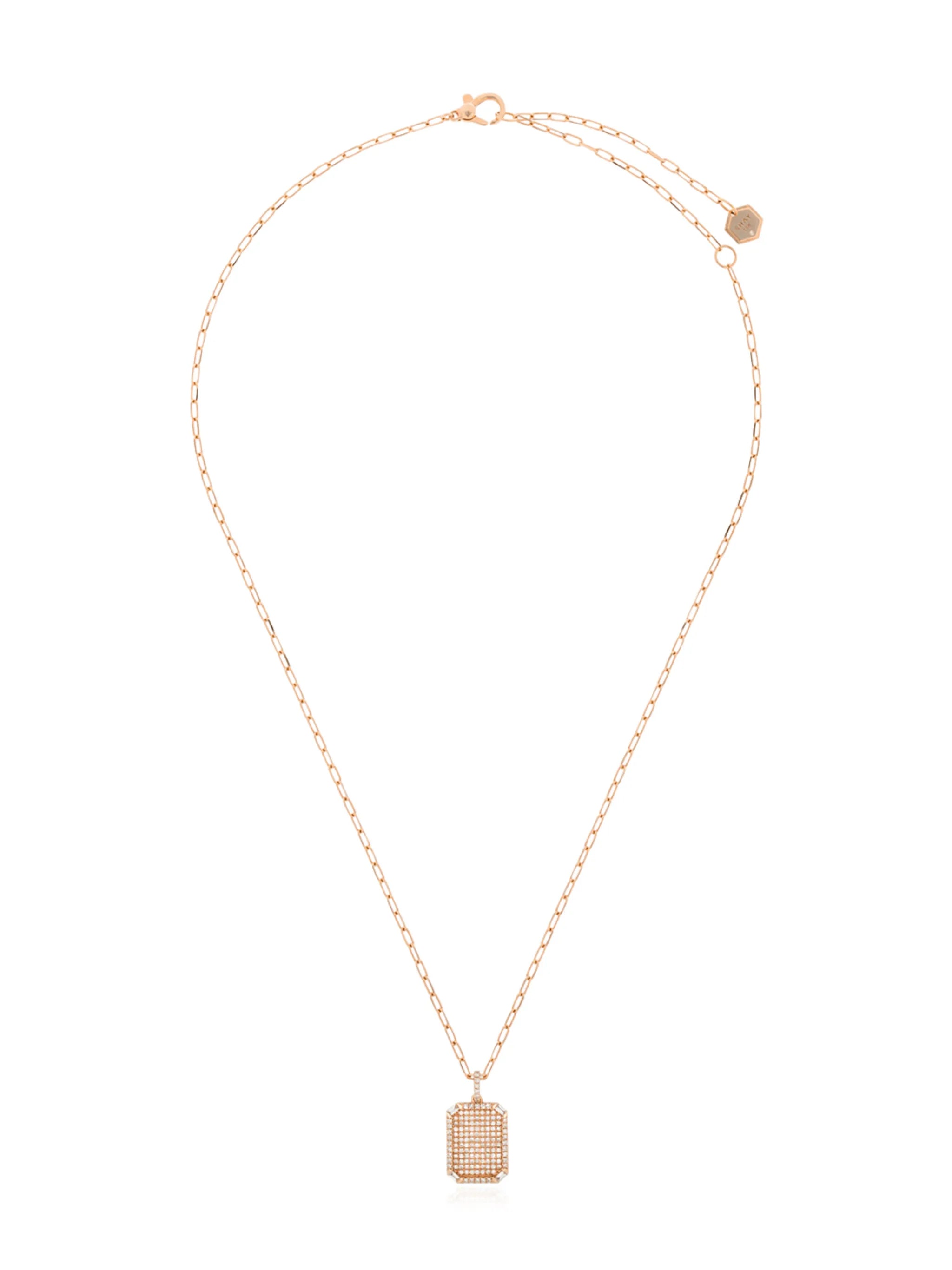 18kt rose gold ID pendant diamond necklace