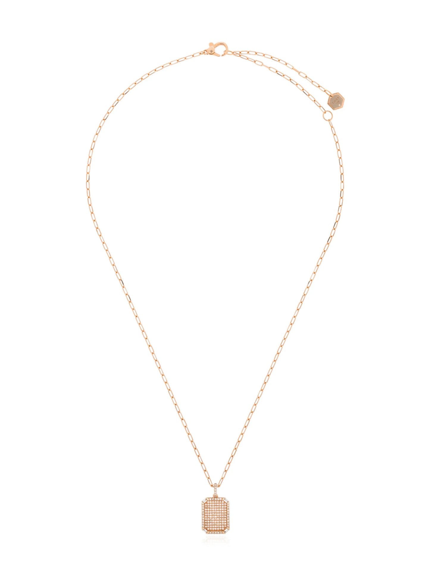 18kt rose gold ID pendant diamond necklace