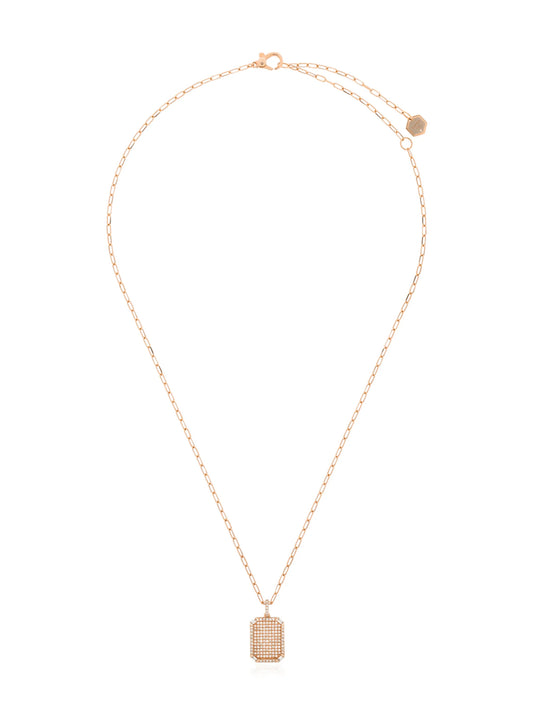 18kt rose gold ID pendant diamond necklace