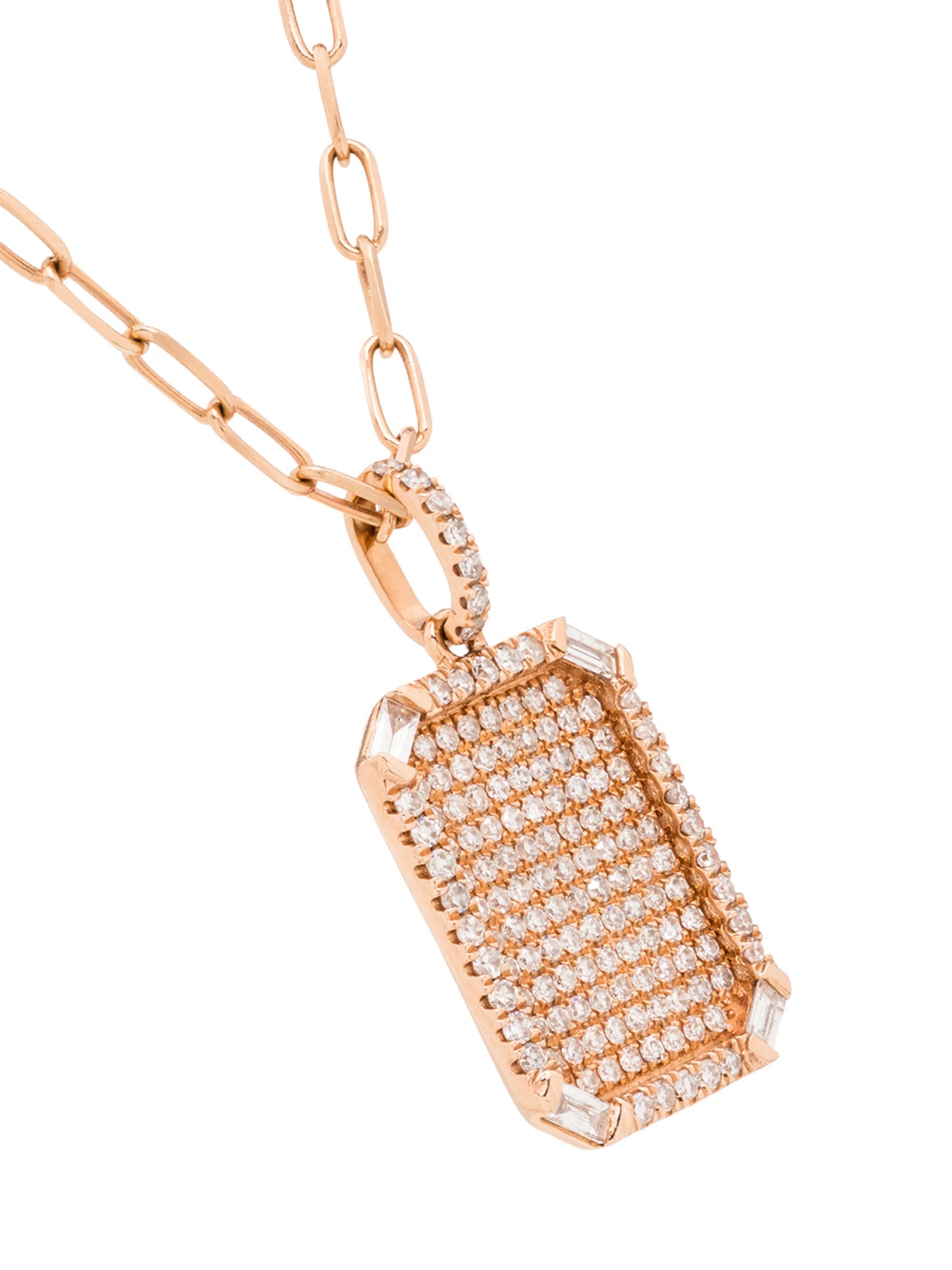 18kt rose gold ID pendant diamond necklace