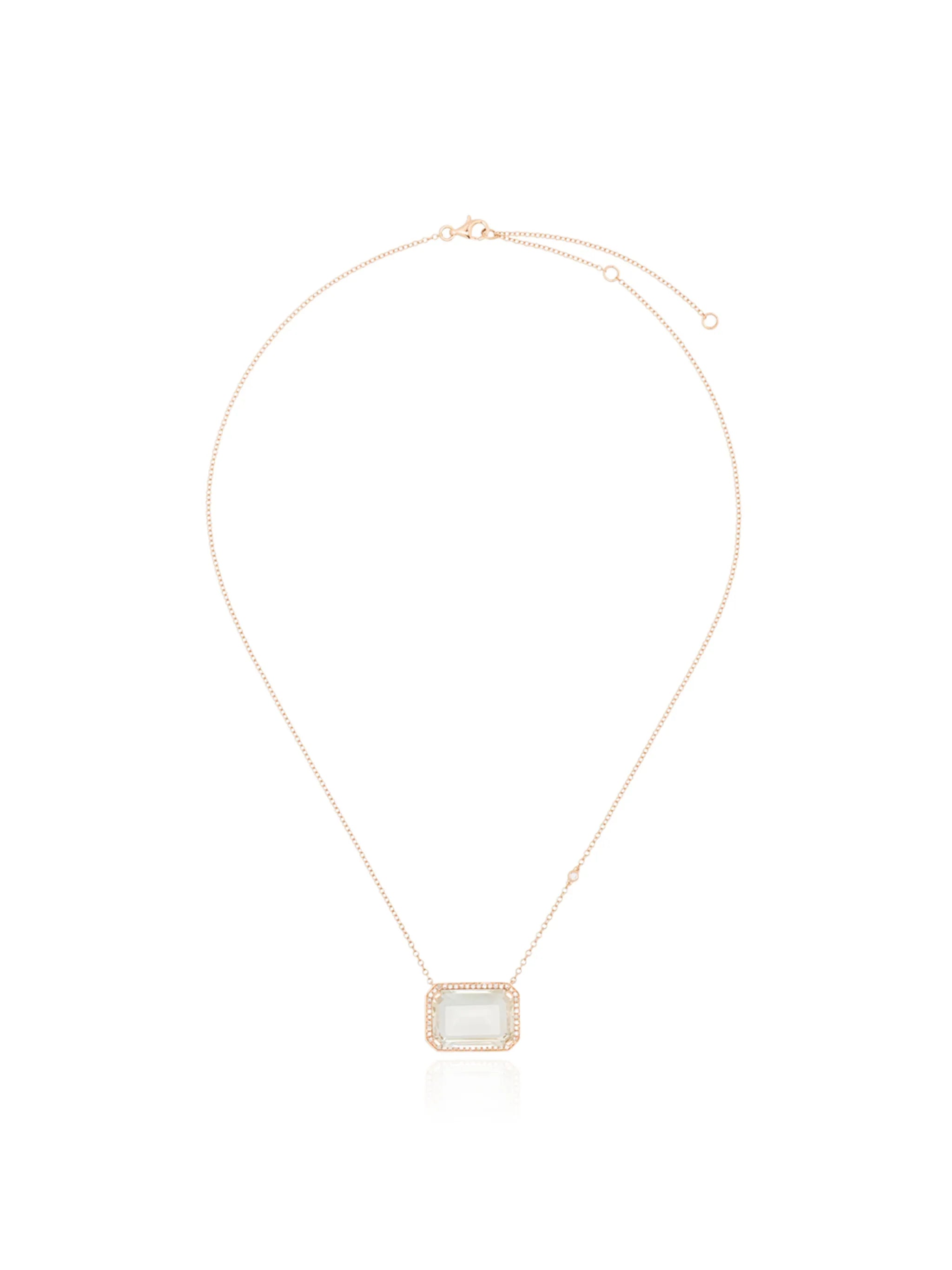 18kt rose gold Portrait topaz diamond pendant necklace