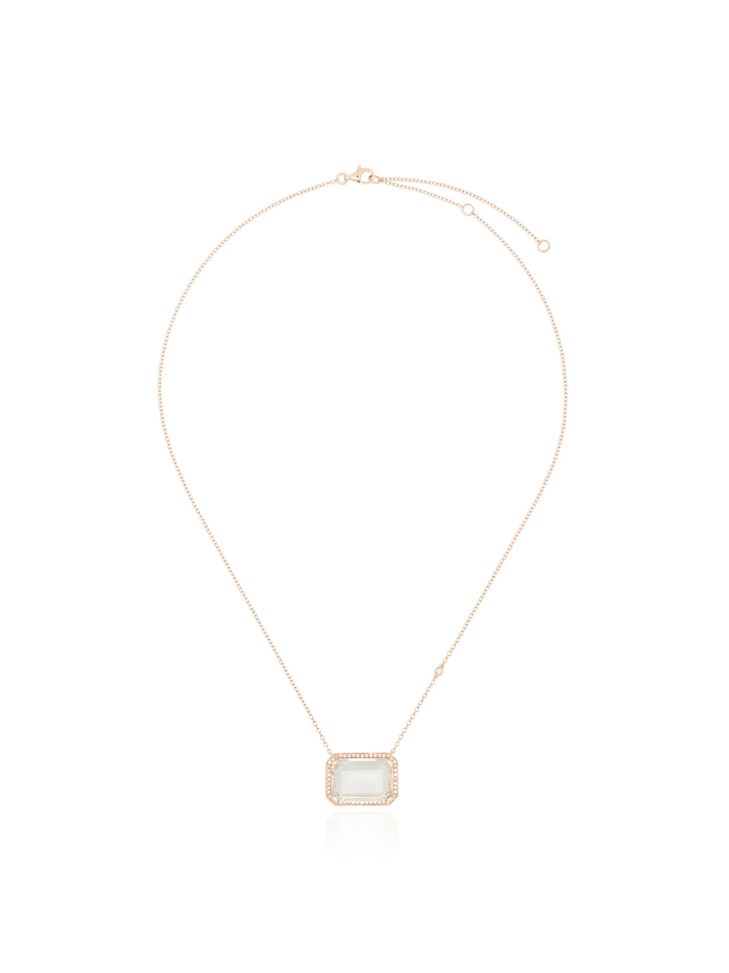 18kt rose gold Portrait topaz diamond pendant necklace