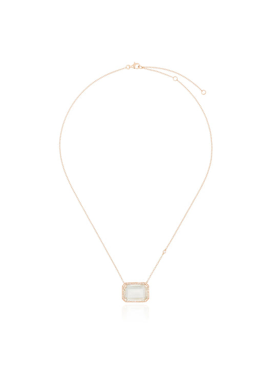 18kt rose gold Portrait topaz diamond pendant necklace