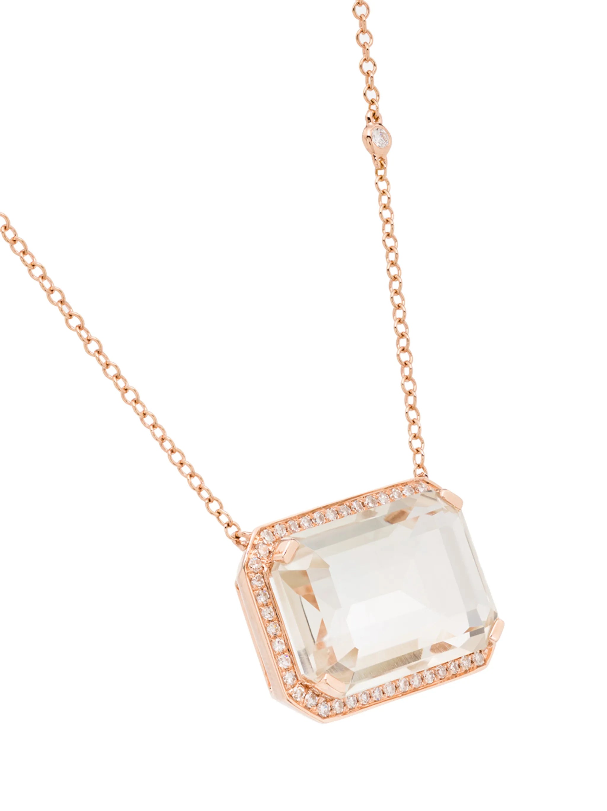 18kt rose gold Portrait topaz diamond pendant necklace