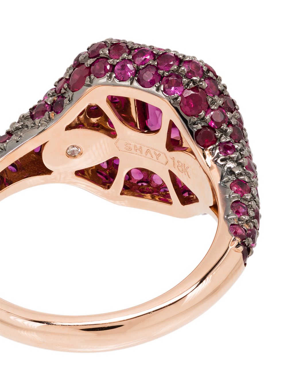 18K rose gold pavé ruby pinky ring