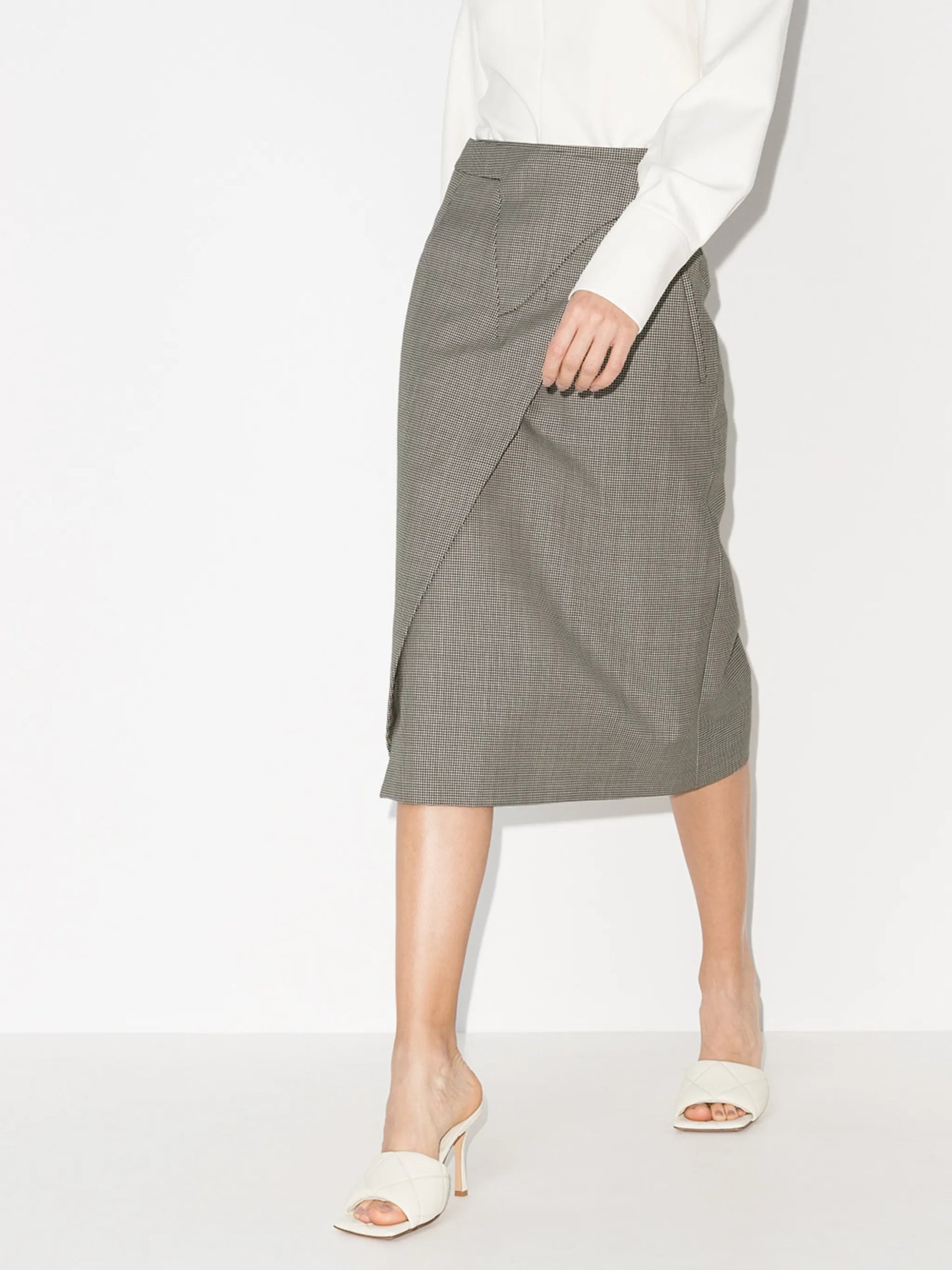 x Browns 50 checked wrap midi skirt