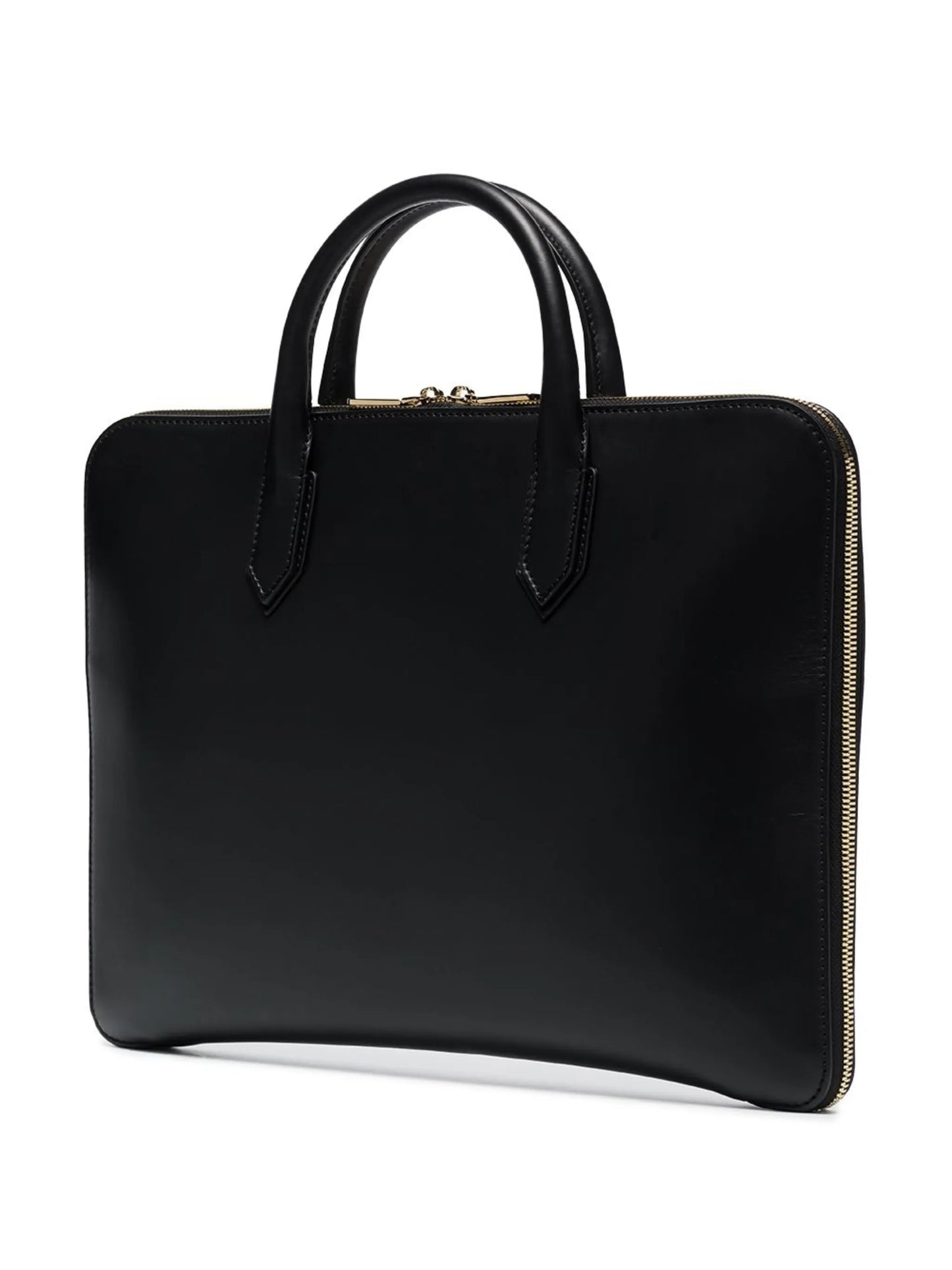 logo-embossed leather briefcase