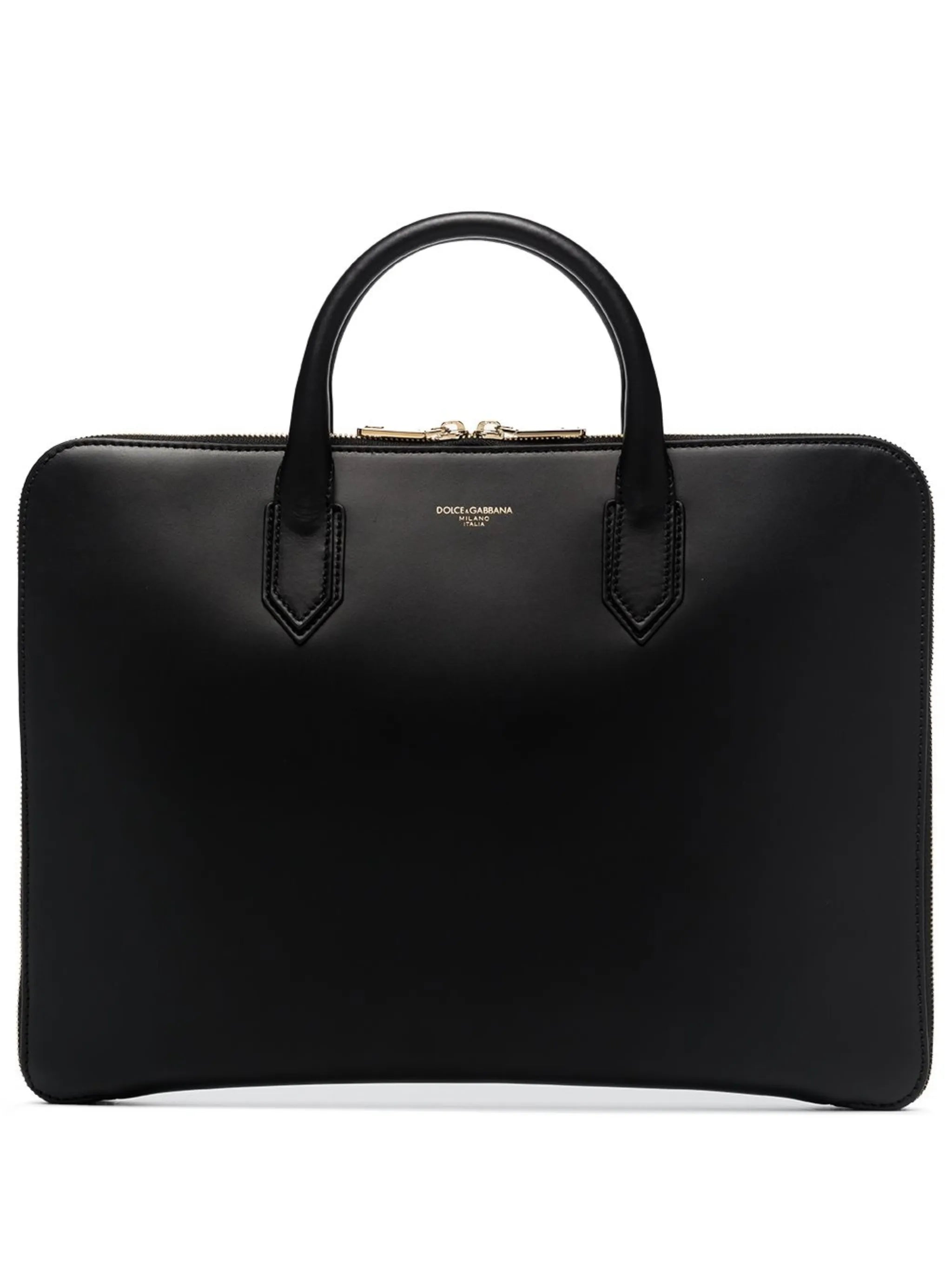 logo-embossed leather briefcase