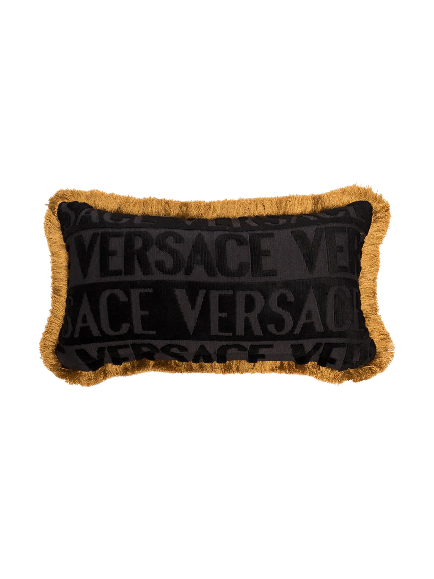 sequinned logo cushion