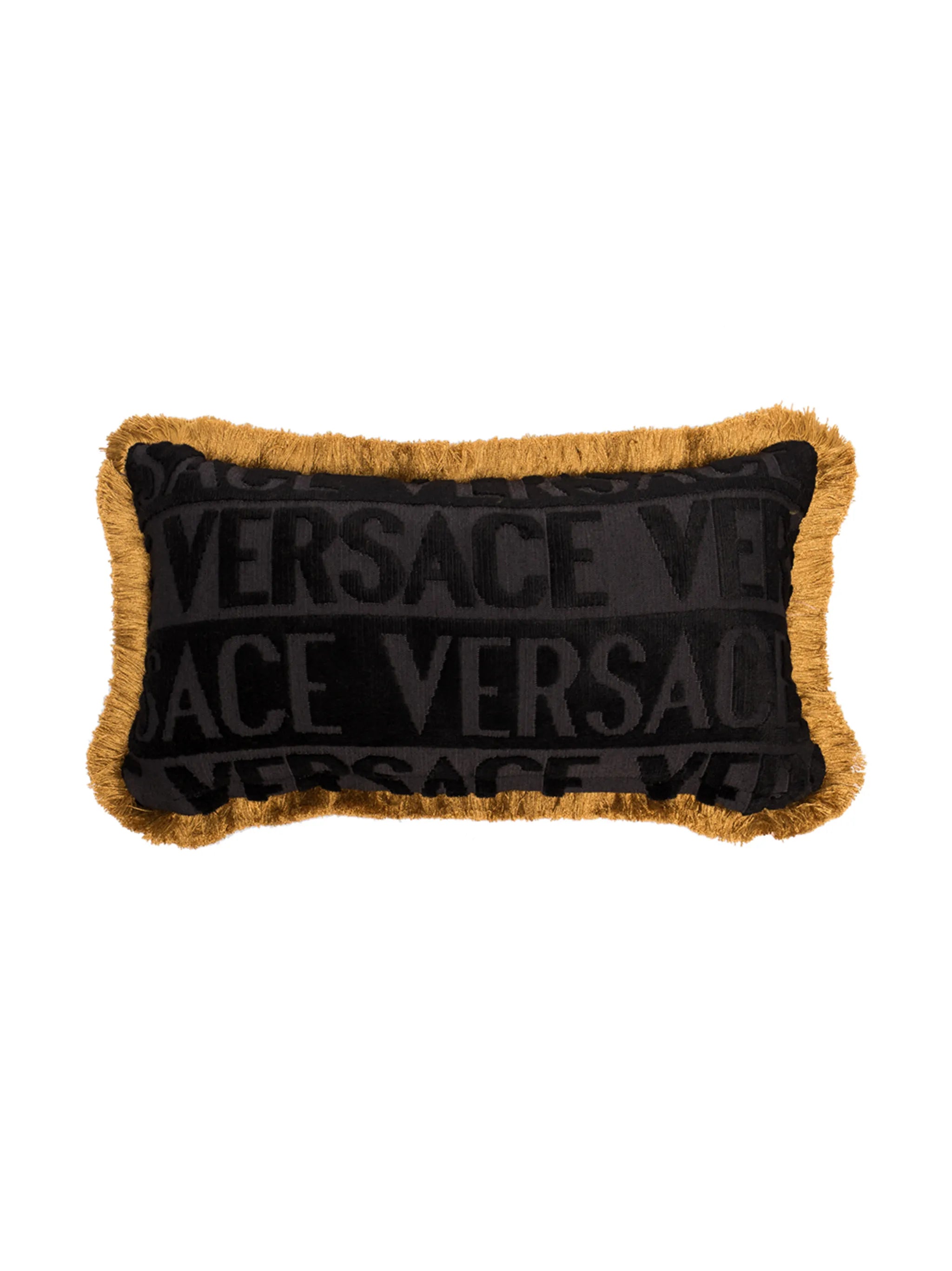 sequinned logo cushion