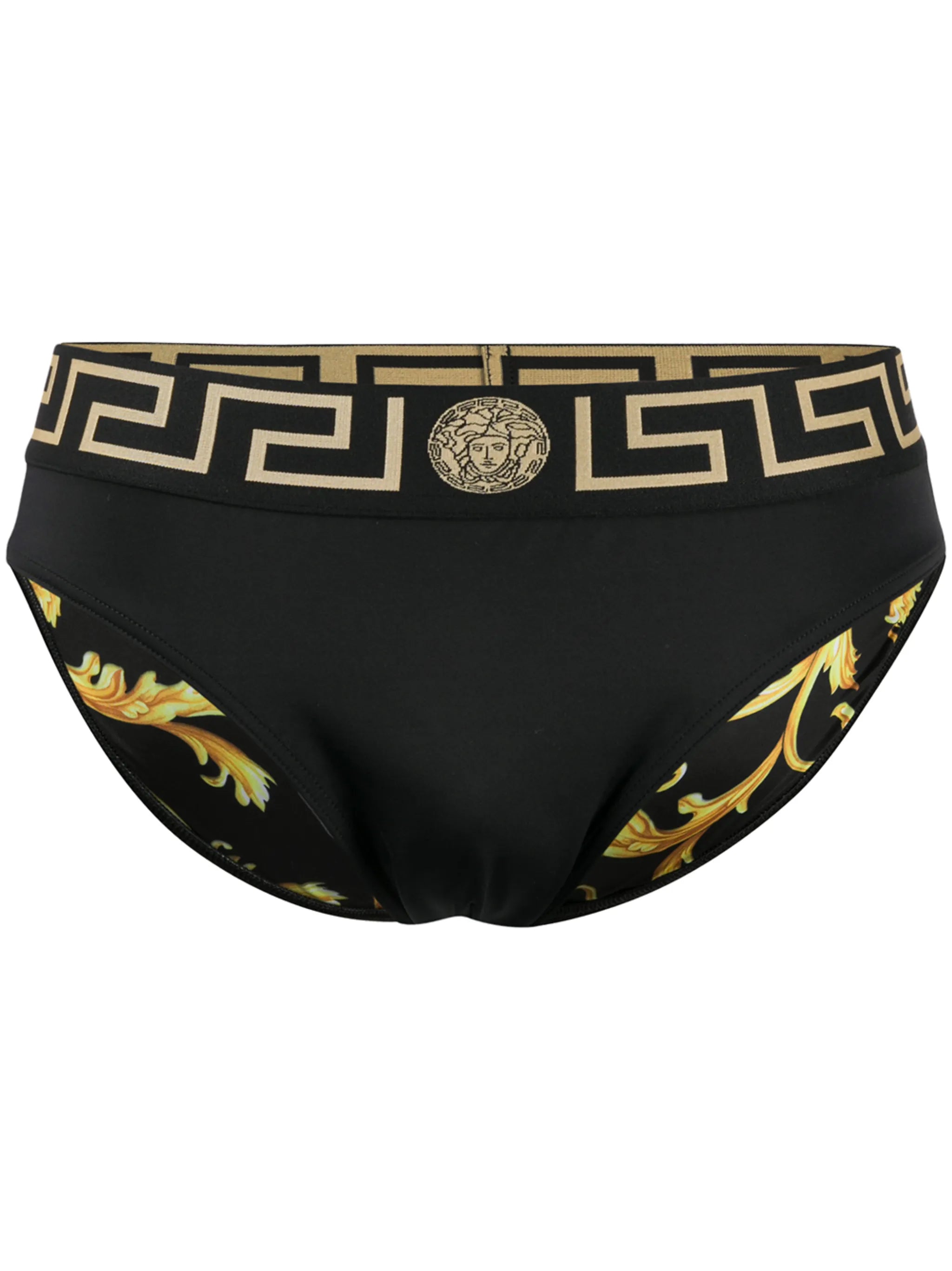 Greca-border Medusa-head swim briefs