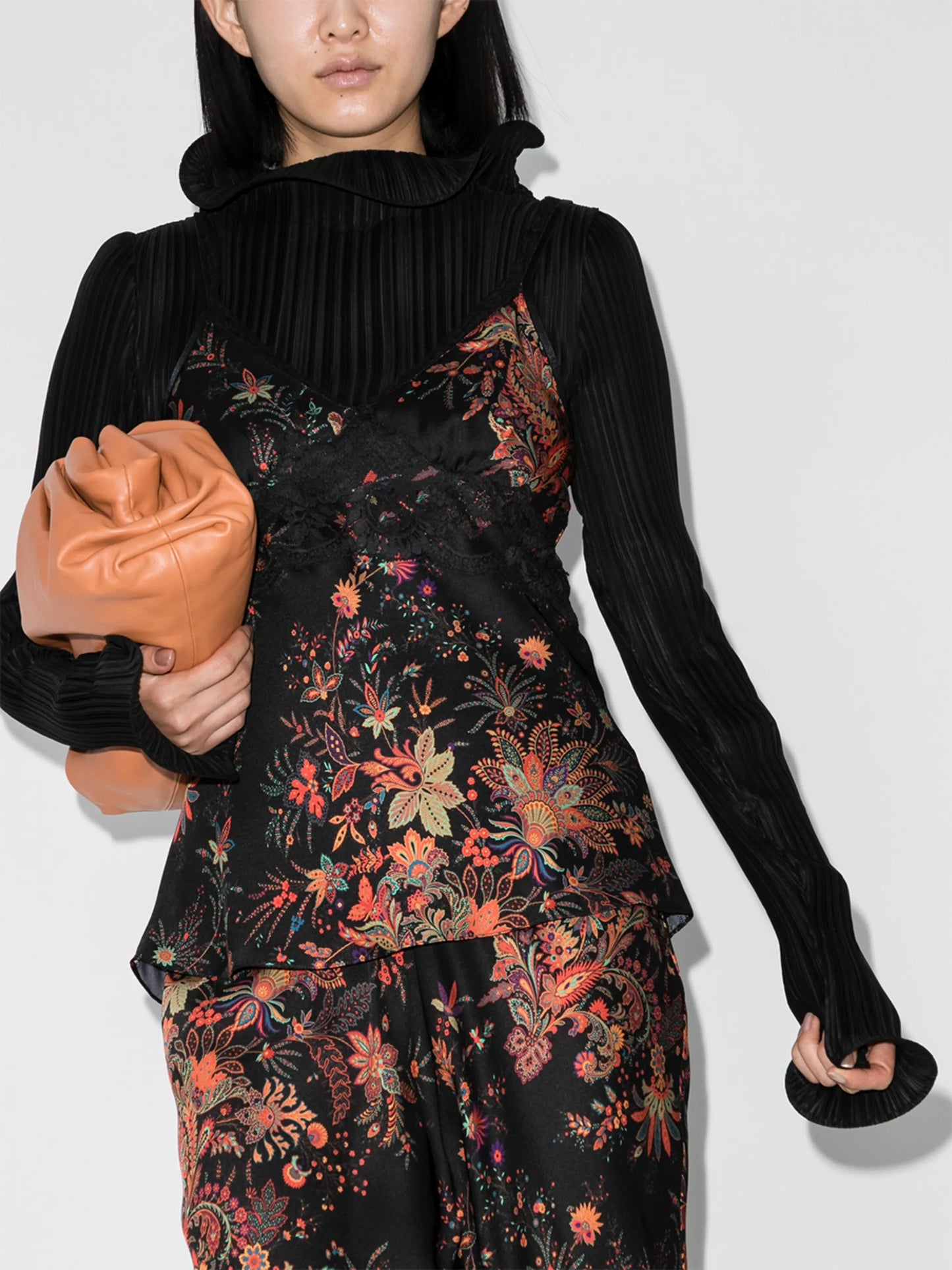 floral-print slip top
