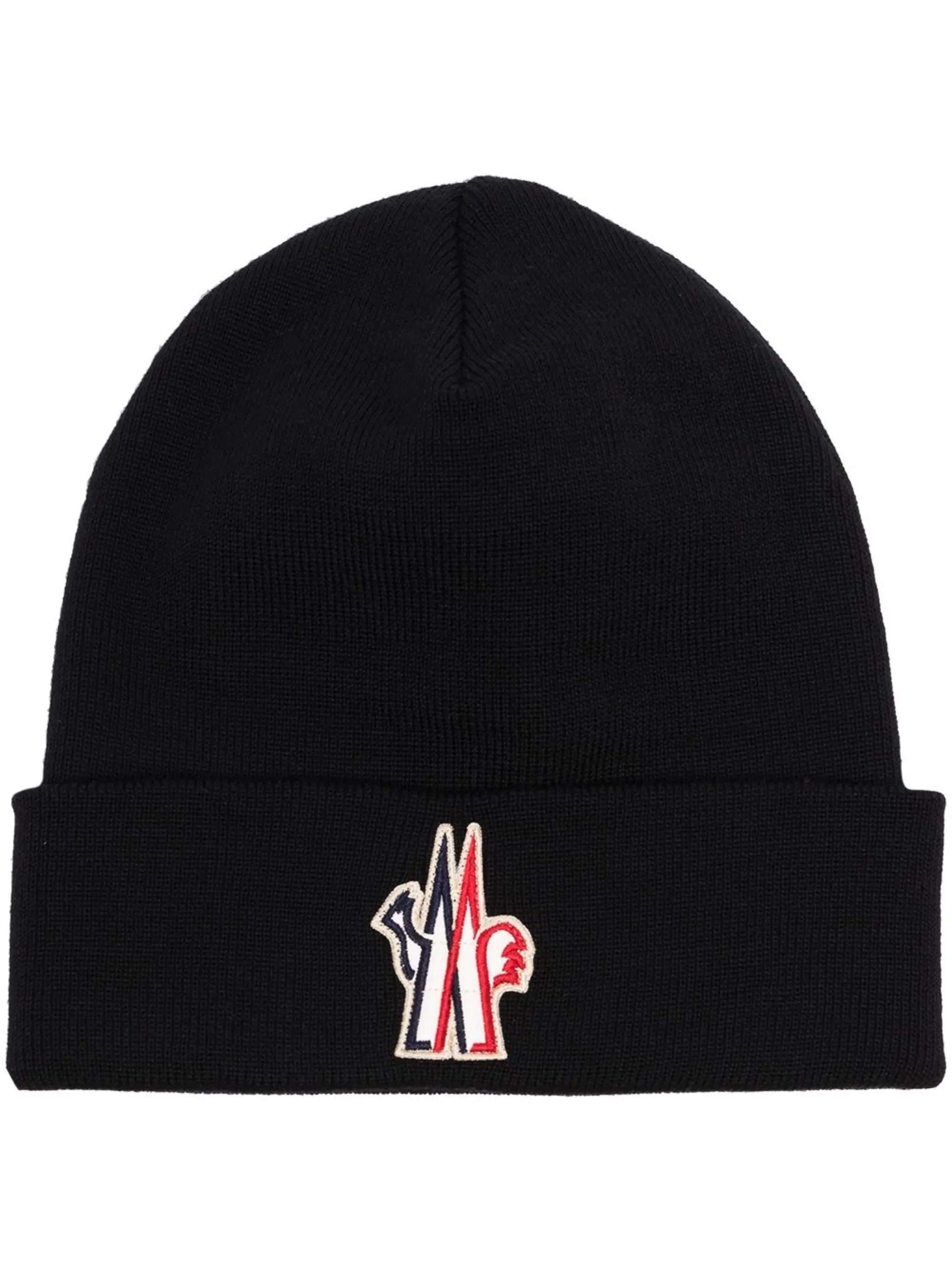 Logo-Appliquéd ribbed wool beanie hat