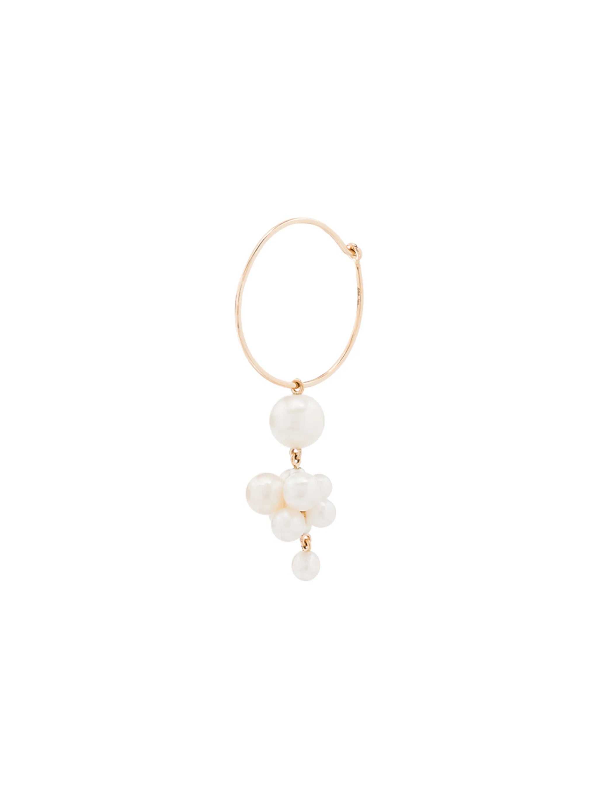 14kt yellow gold Botticelli pearl hoop single earring
