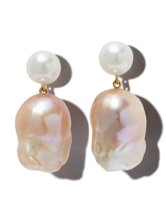 14kt yellow gold Venus Rose pearl drop earrings