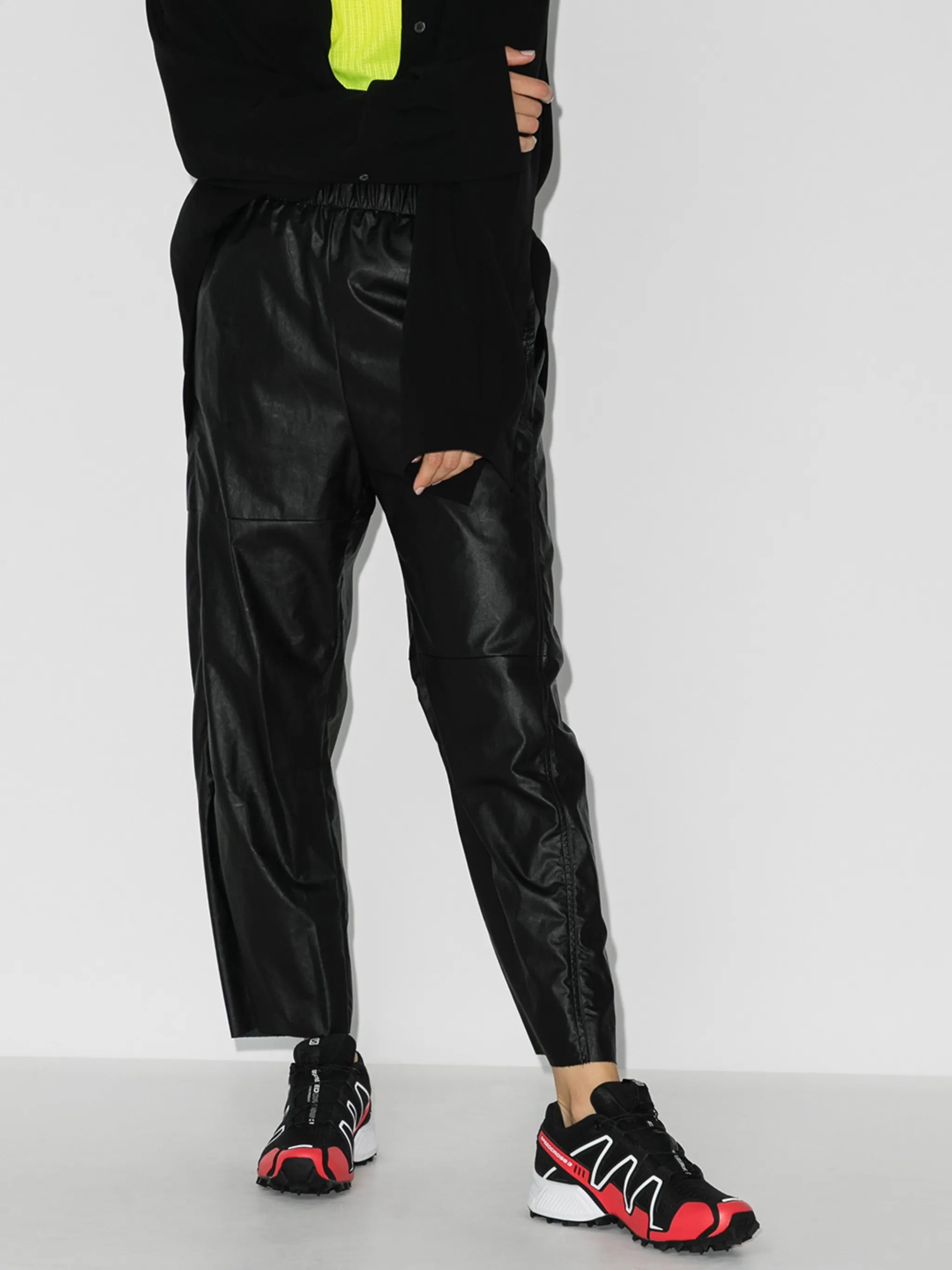 faux-leather track pants
