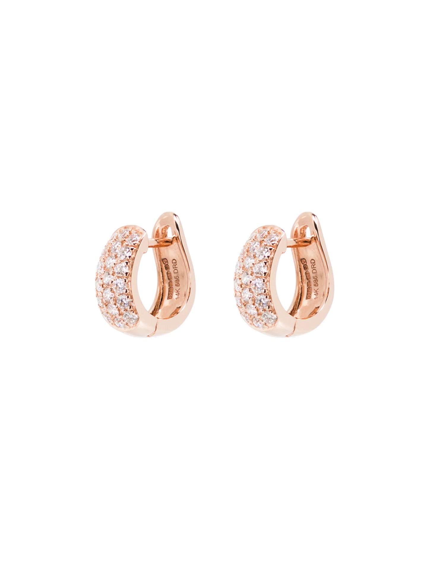 14kt rose gold diamond huggie earrings