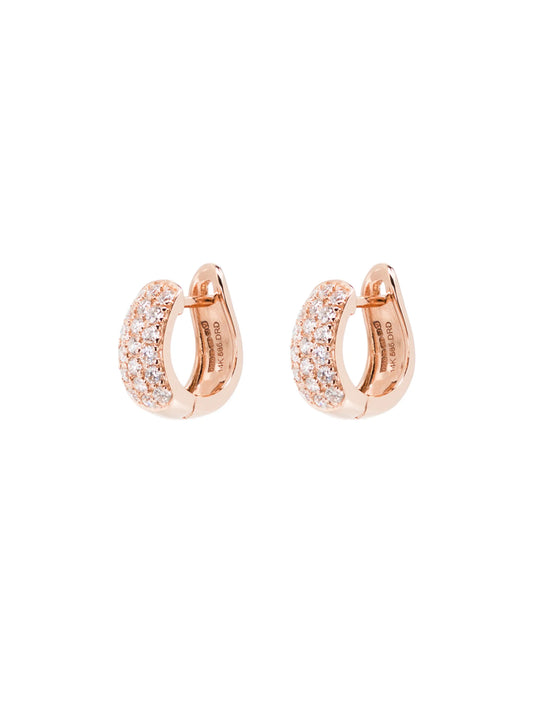 14kt rose gold diamond huggie earrings