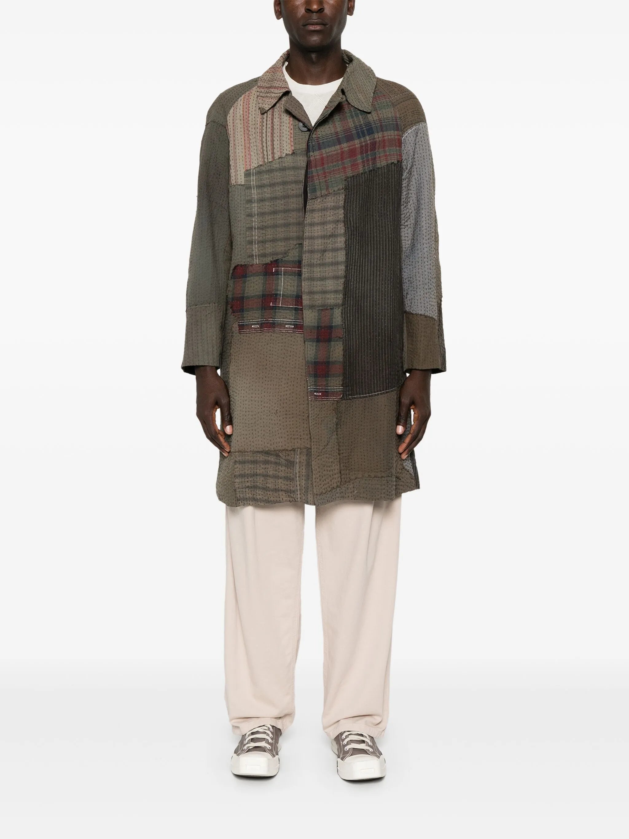 Issac patchwork style trench coat