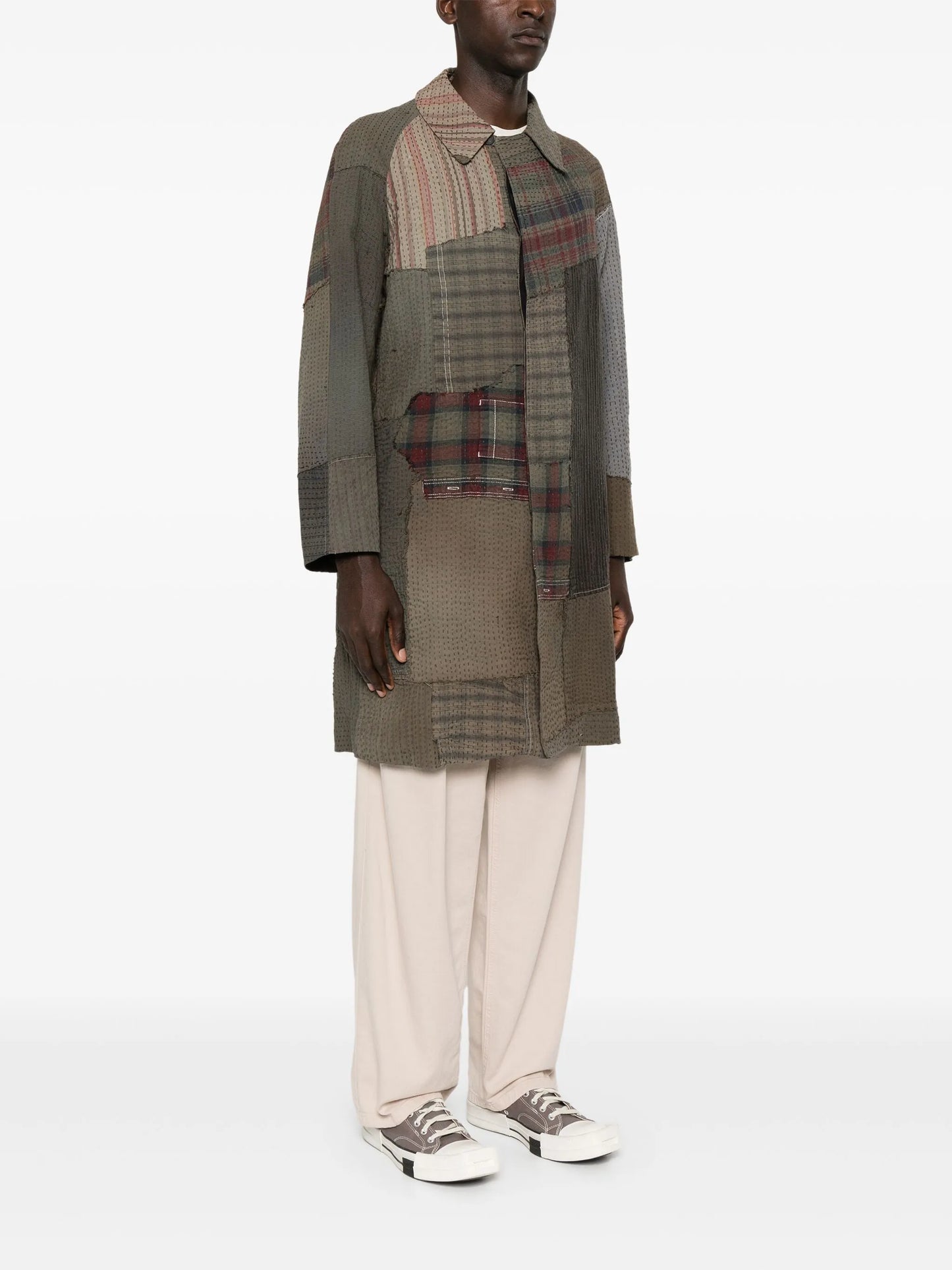 Issac patchwork style trench coat