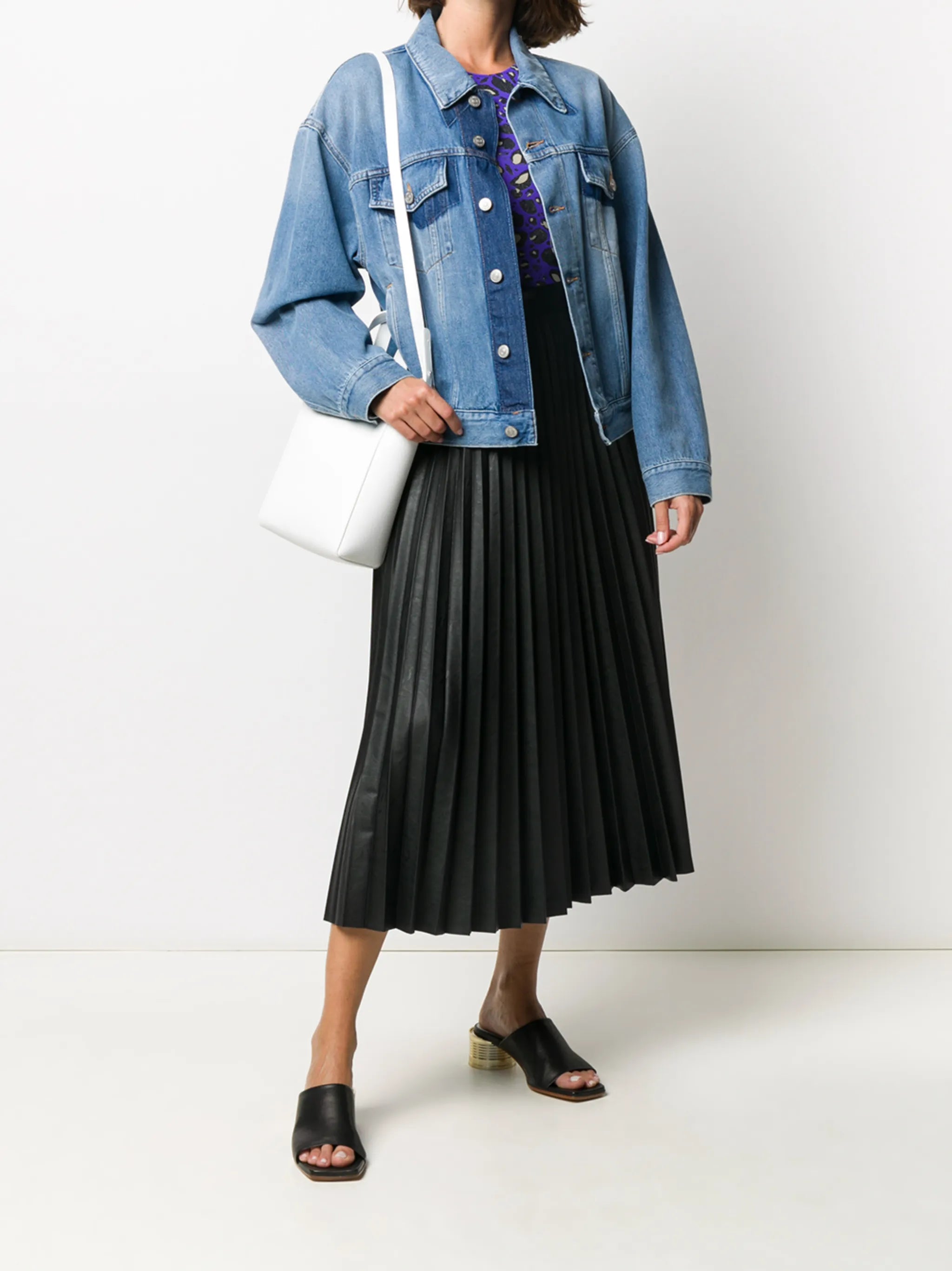 pleated midi skirt
