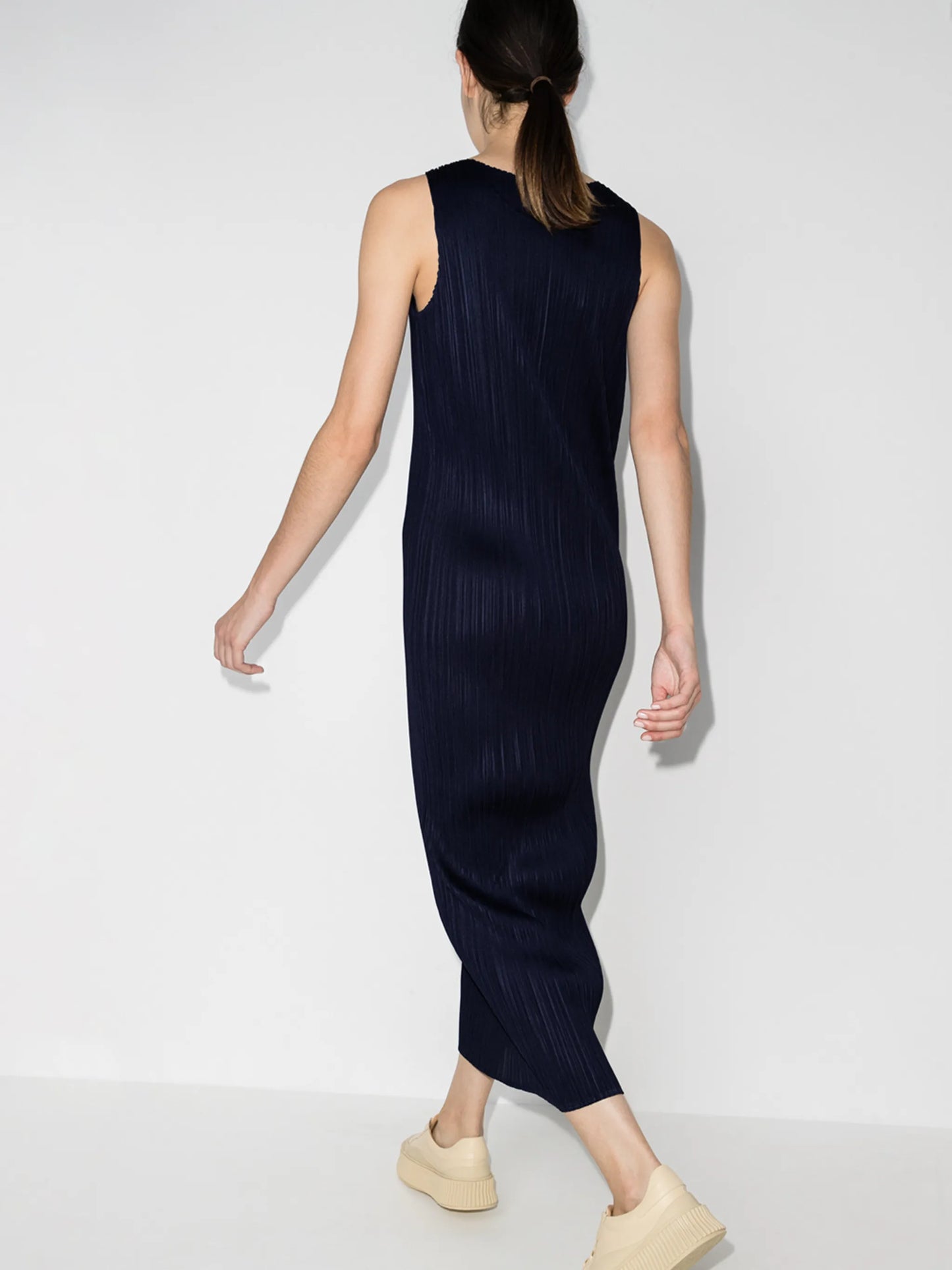 plissé midi dress
