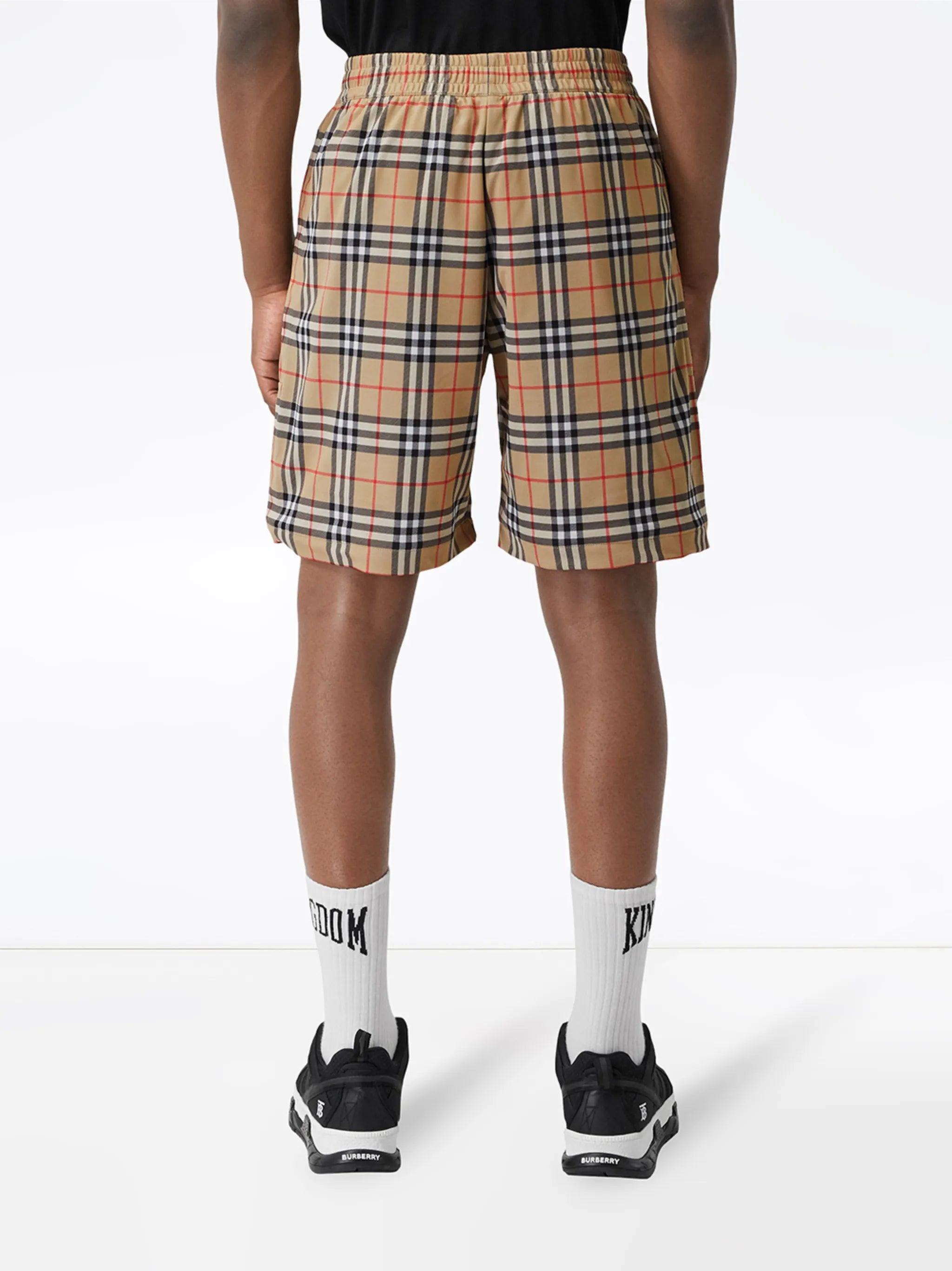 check-print shorts