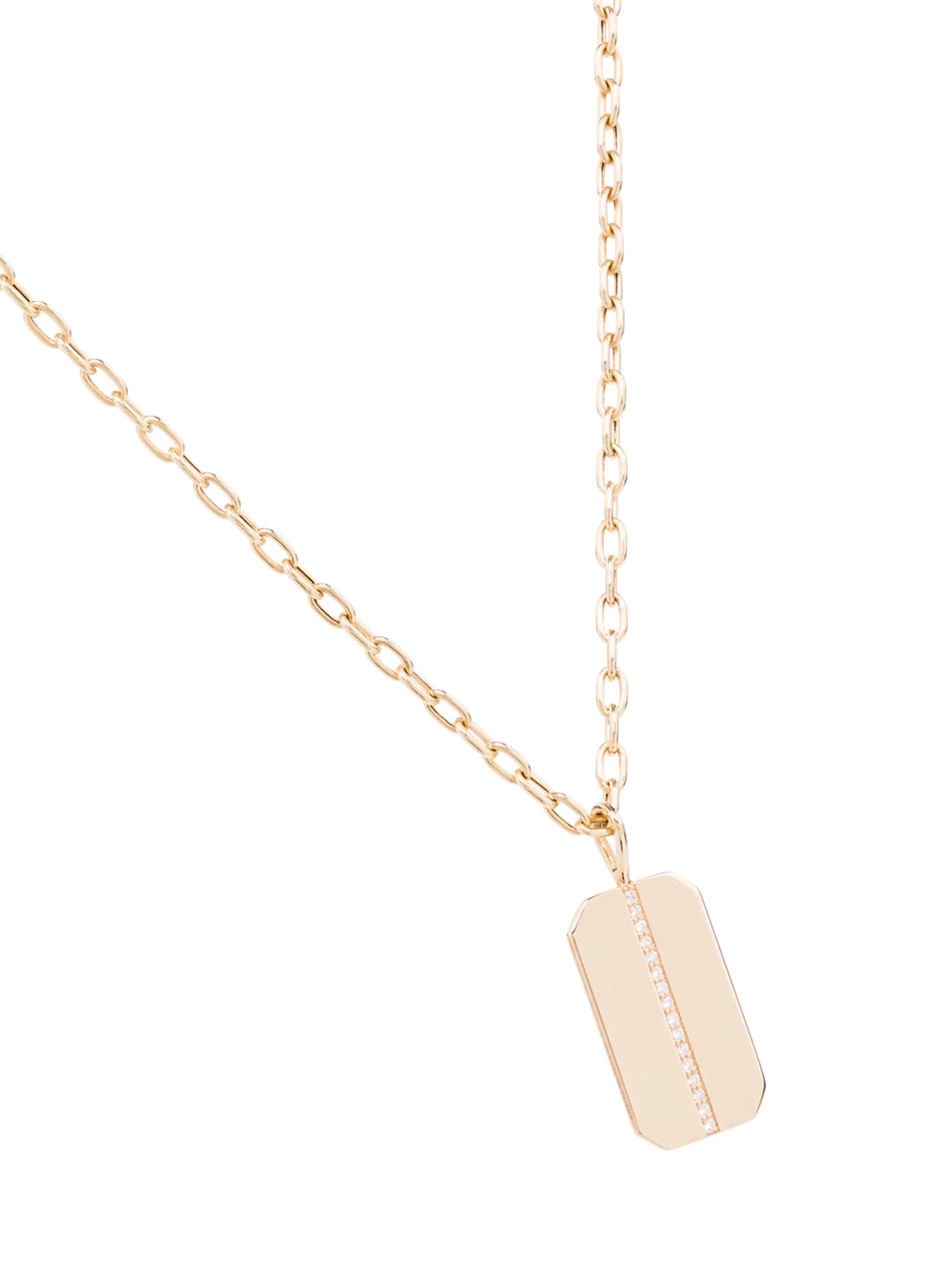 14kt yellow gold dog tag necklace