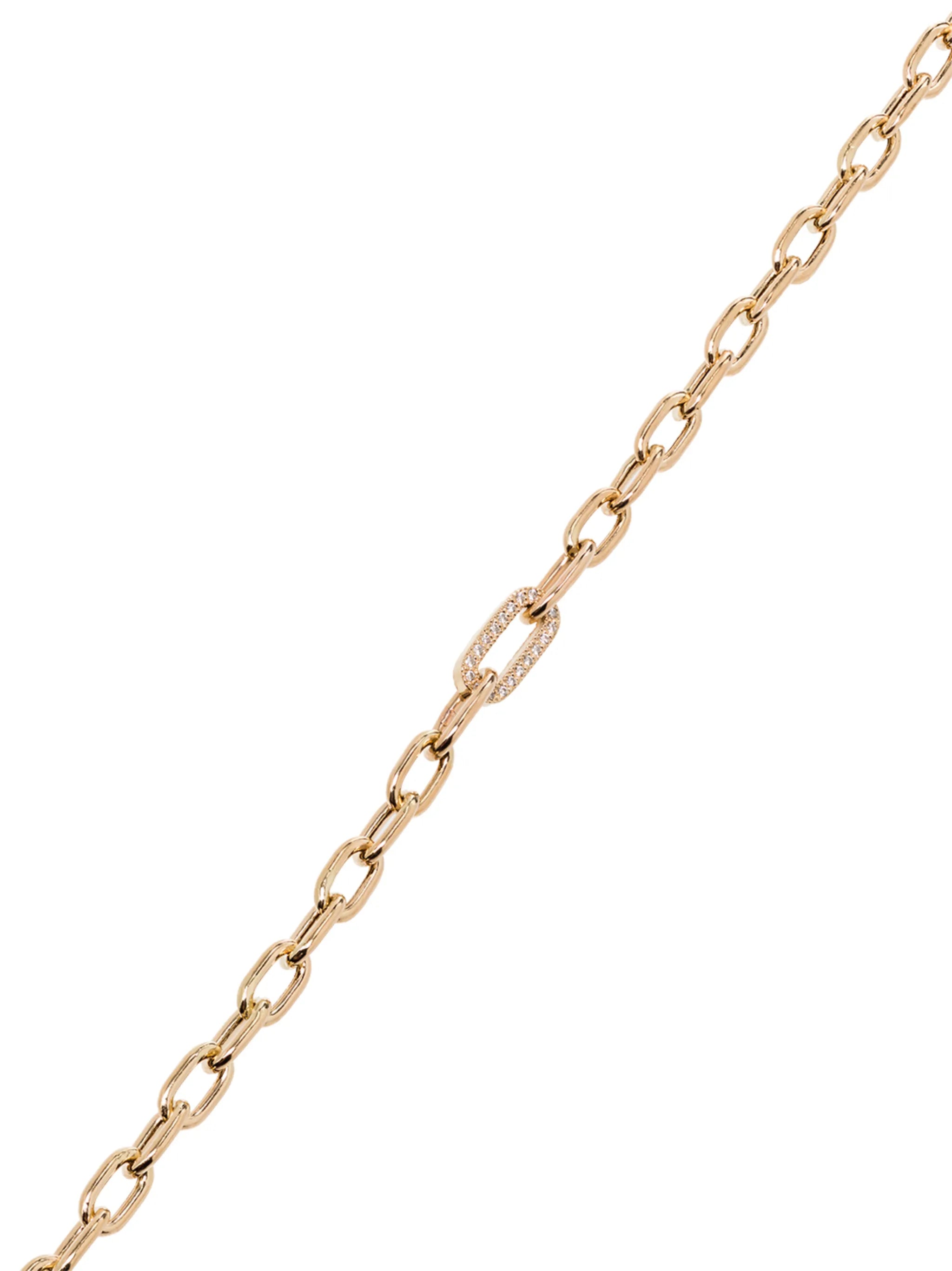 14kt yellow gold medium square link diamond necklace