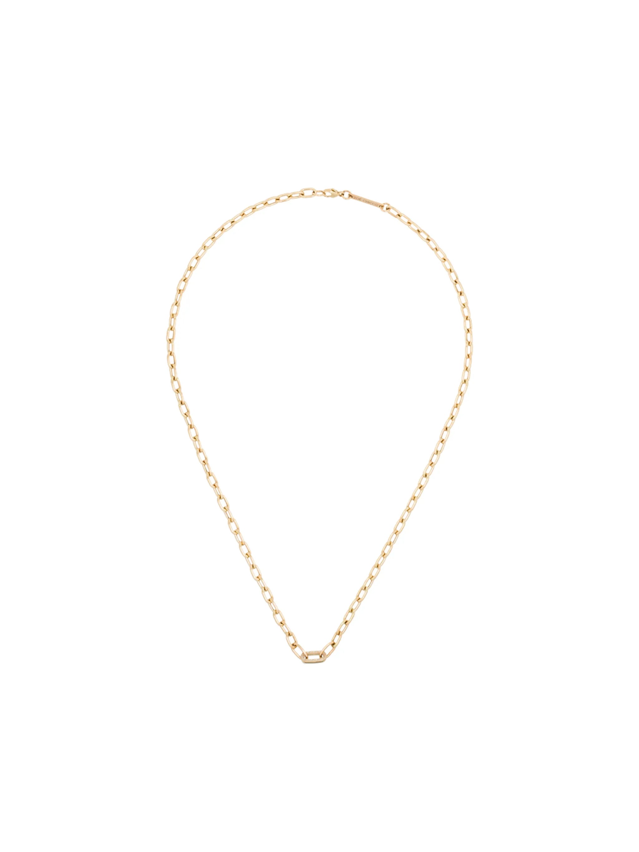 14kt yellow gold medium square link diamond necklace