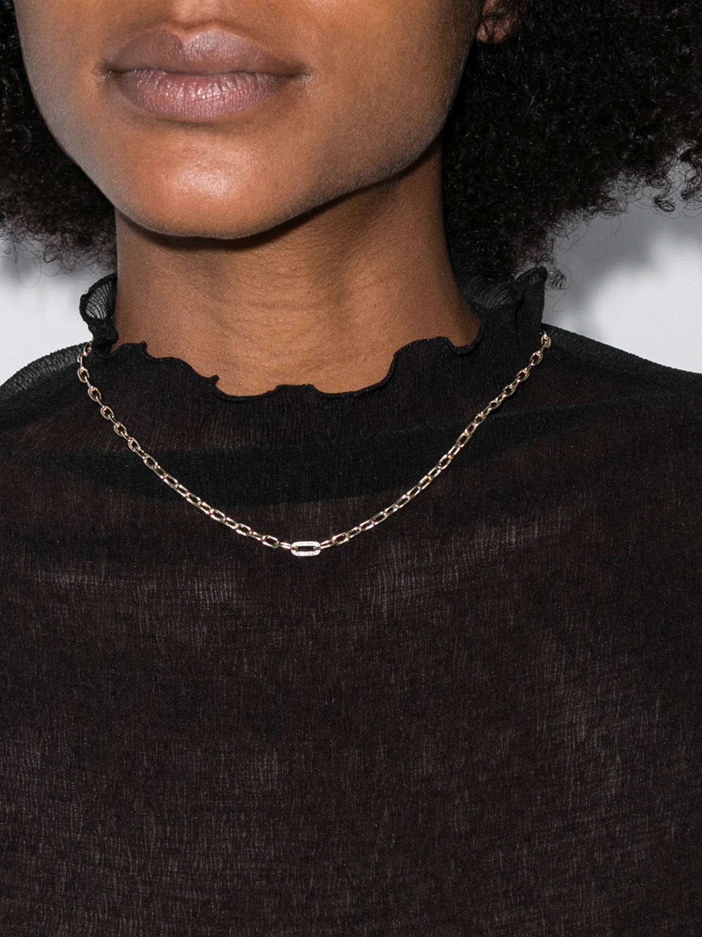 14kt yellow gold medium square link diamond necklace