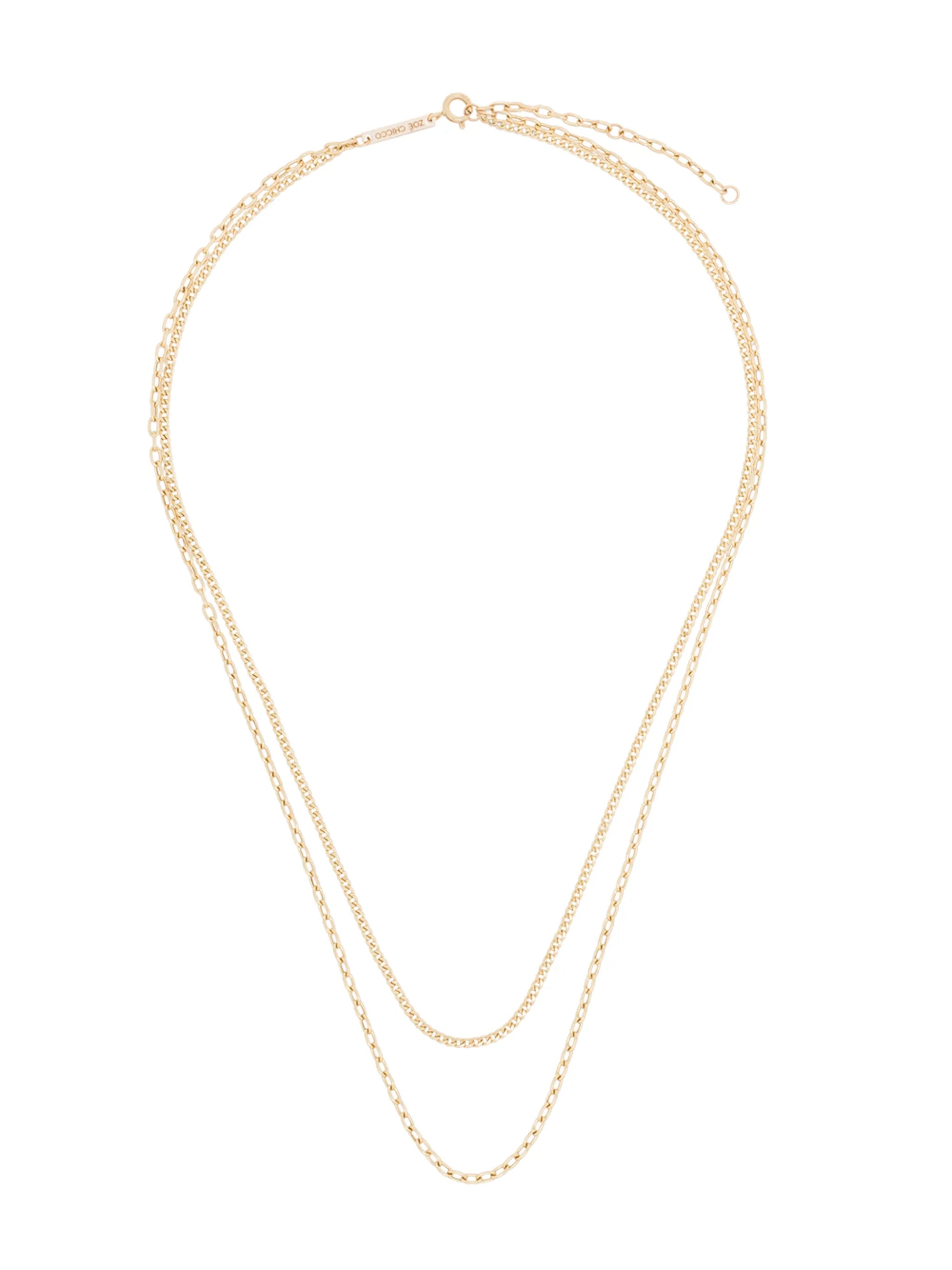14kt yellow gold double chain necklace