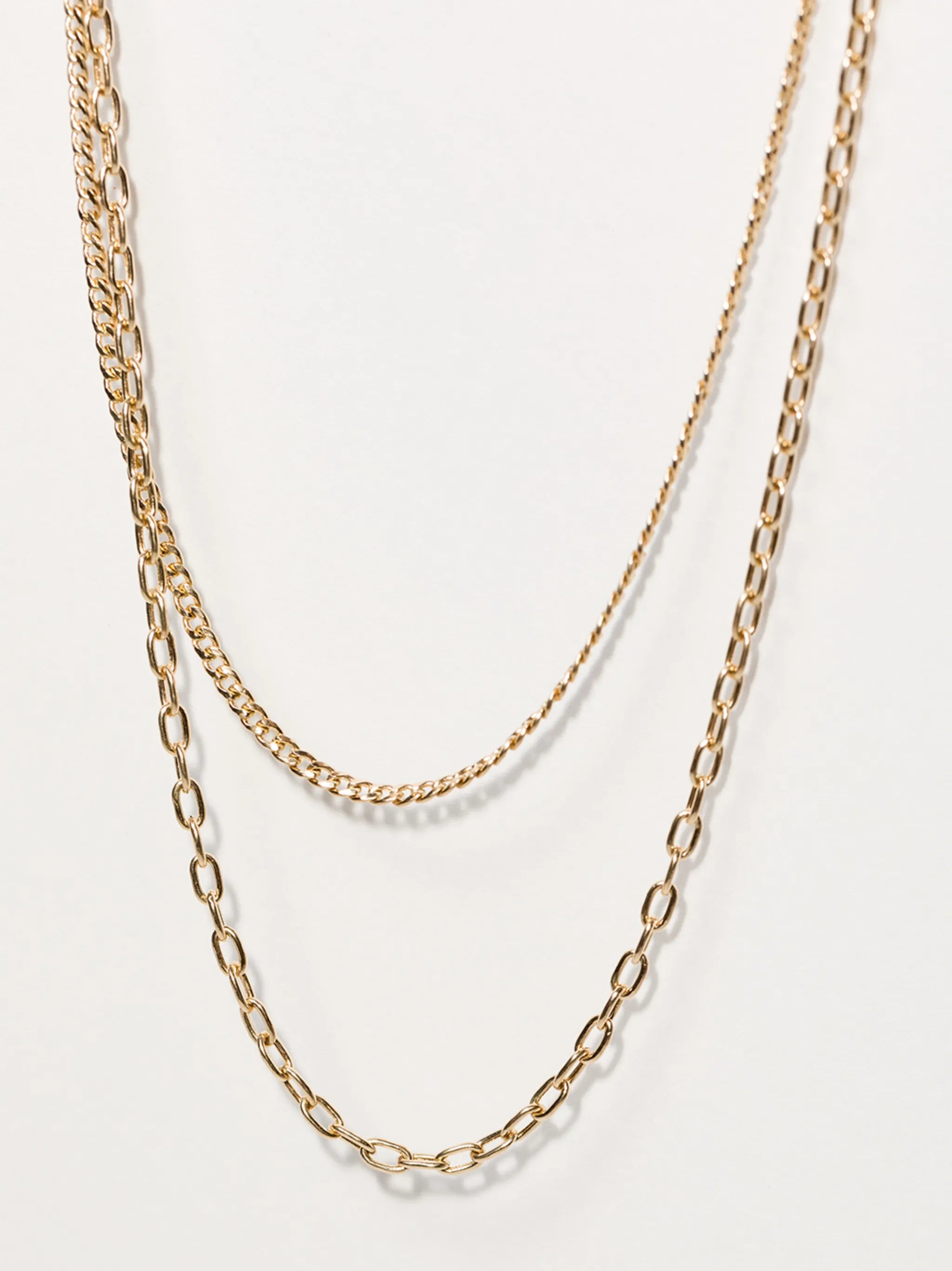 14kt yellow gold double chain necklace