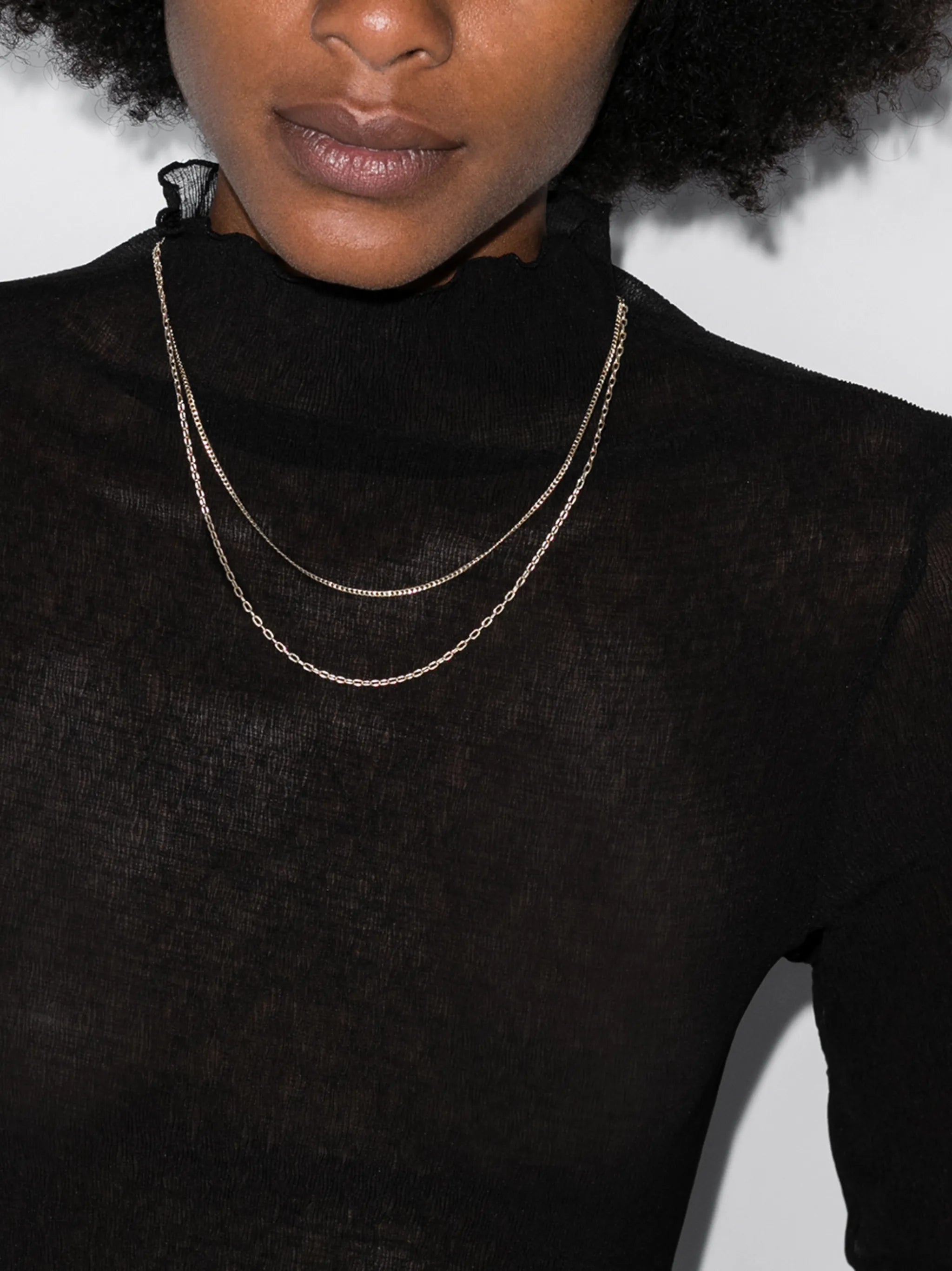 14kt yellow gold double chain necklace