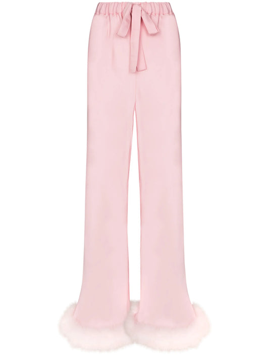Boudoir feather-hem trousers